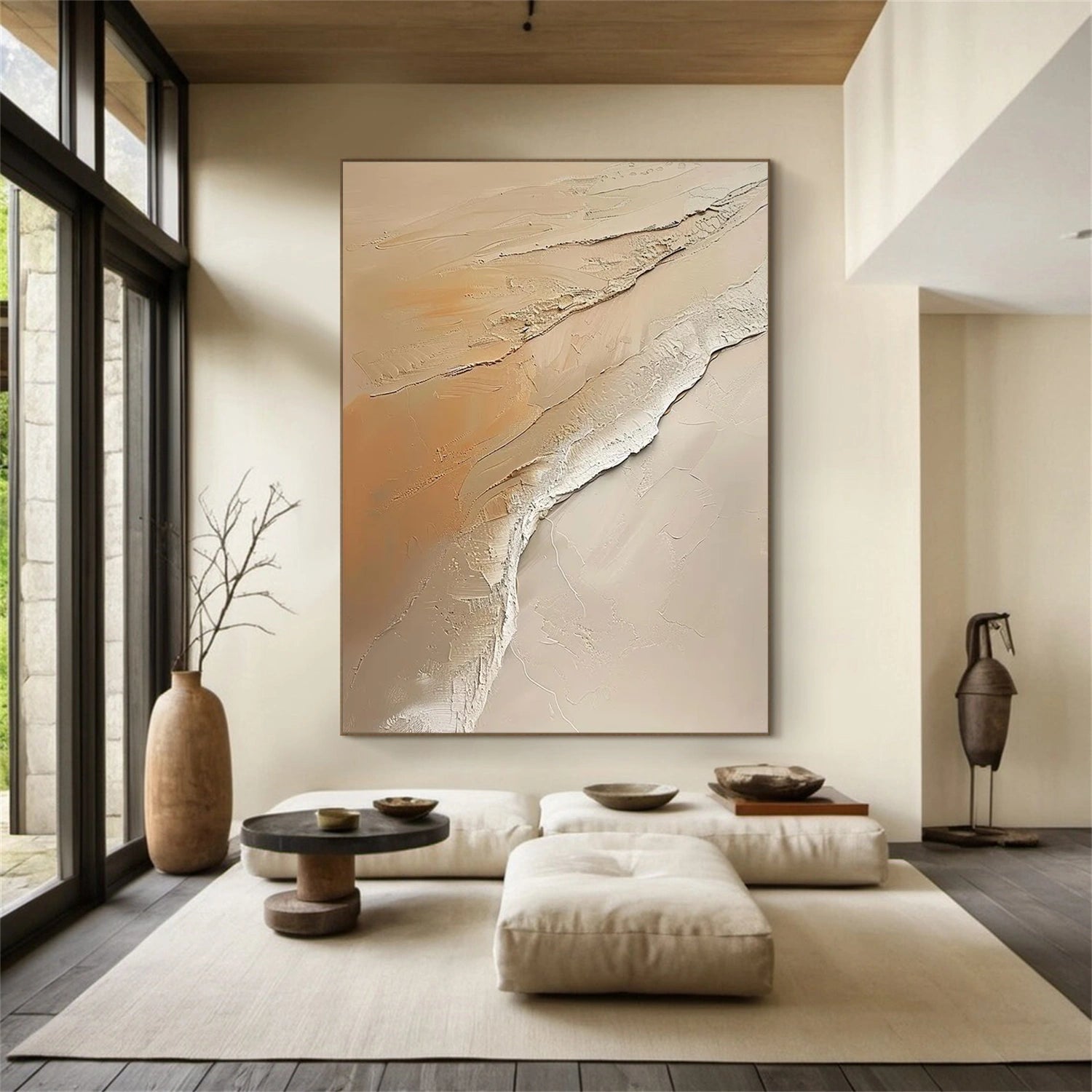 Wabi Sabi Textured Wall Art #WS309 - Handmade Japanese Inspired Abstract Canvas Painting for Living Room, Bedroom & Office Decor