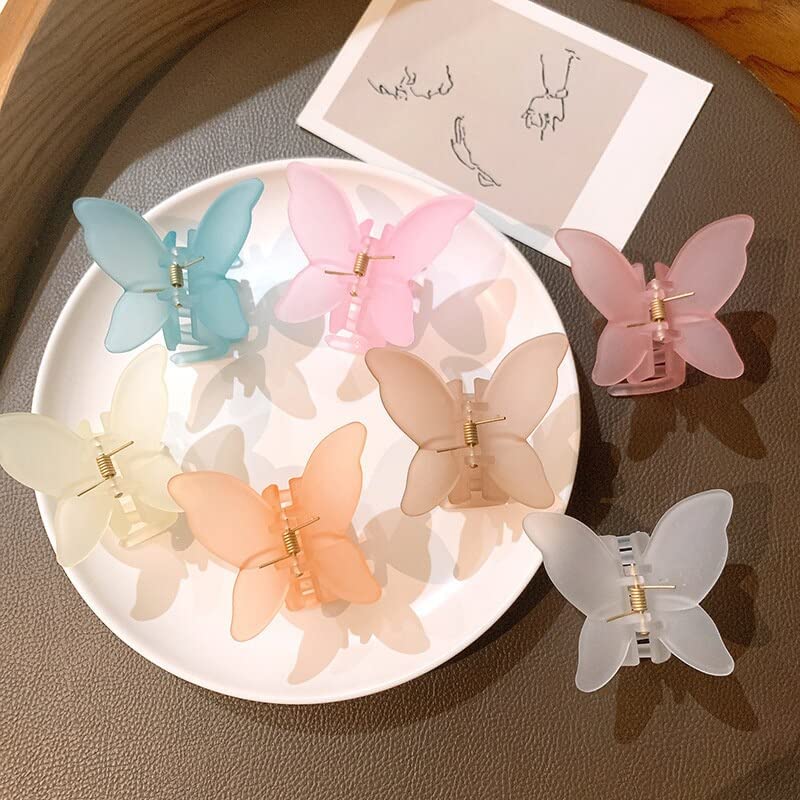 PRIAYAN 6-Pack Matte Butterfly Hair Clips for Women & Girls - Non-Slip Jaw Clamps for Thick Hair, Hair Accessories for School, Work, Parties & Everyday Styling
