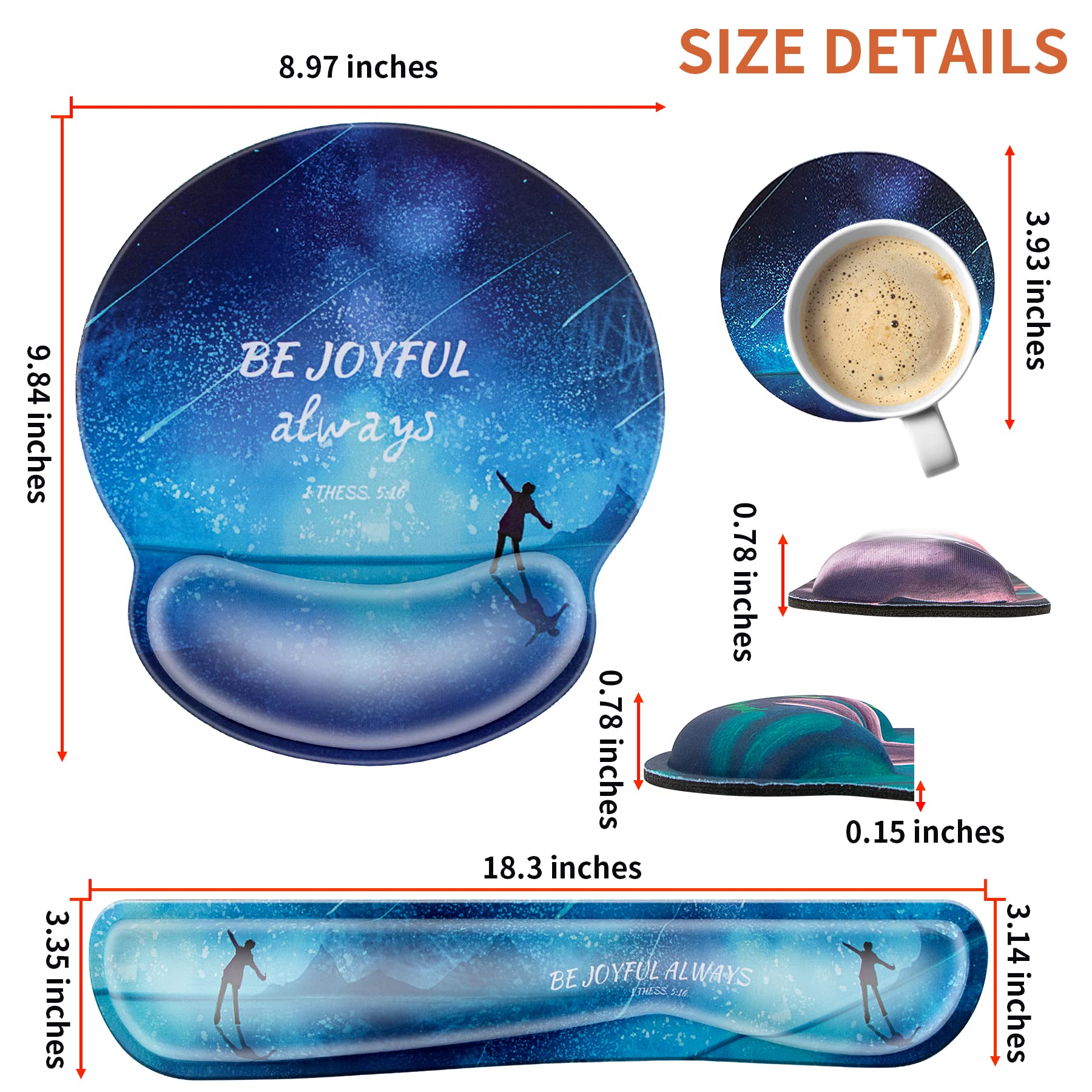 BVYA Memory Foam Non-Slip Keyboard Wrist Rest & Mouse Pad Set with Coaster - Ergonomic Computer Accessories for Office, Gaming, and Laptop Use - Perfect for Long Work Sessions and Comfortable Typing