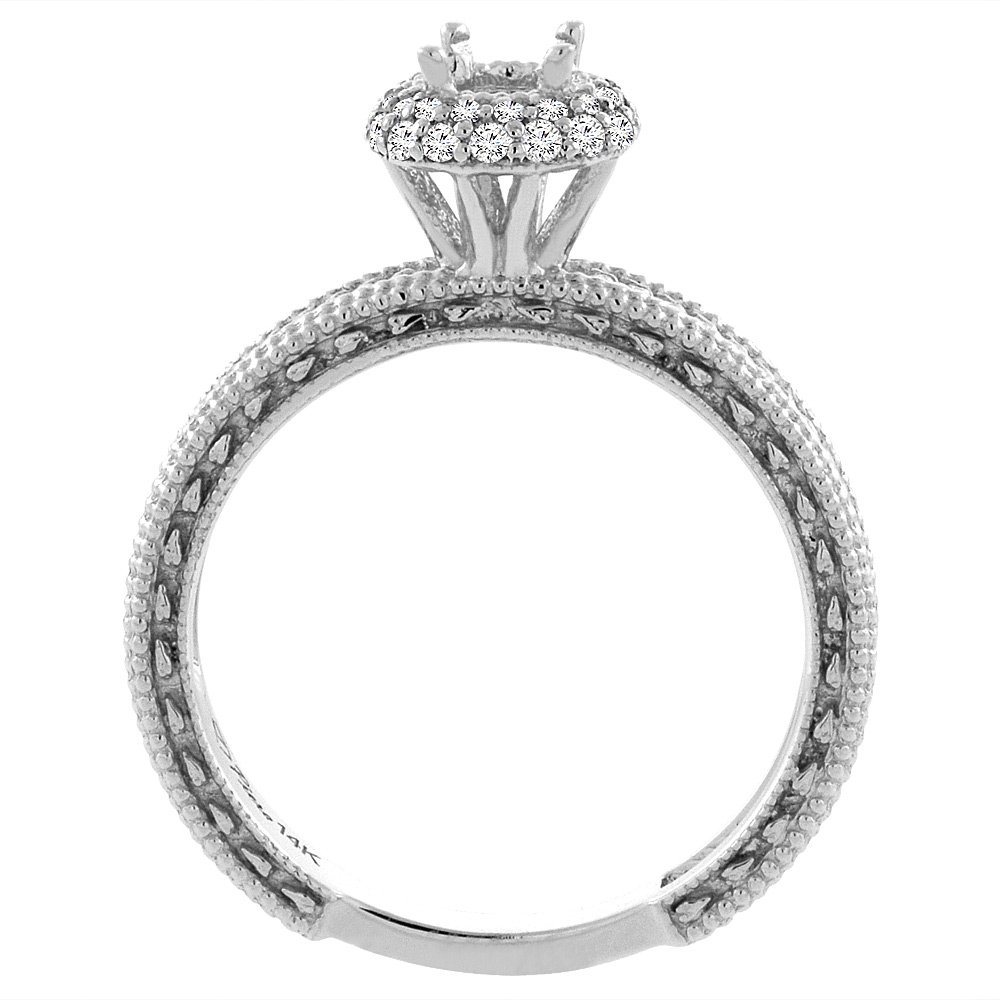 14K White Gold Natural London Blue Topaz & Diamond Engagement Ring for Women - Round 5mm, Size 5-10 - Perfect for Proposals, Weddings & Anniversary Gifts