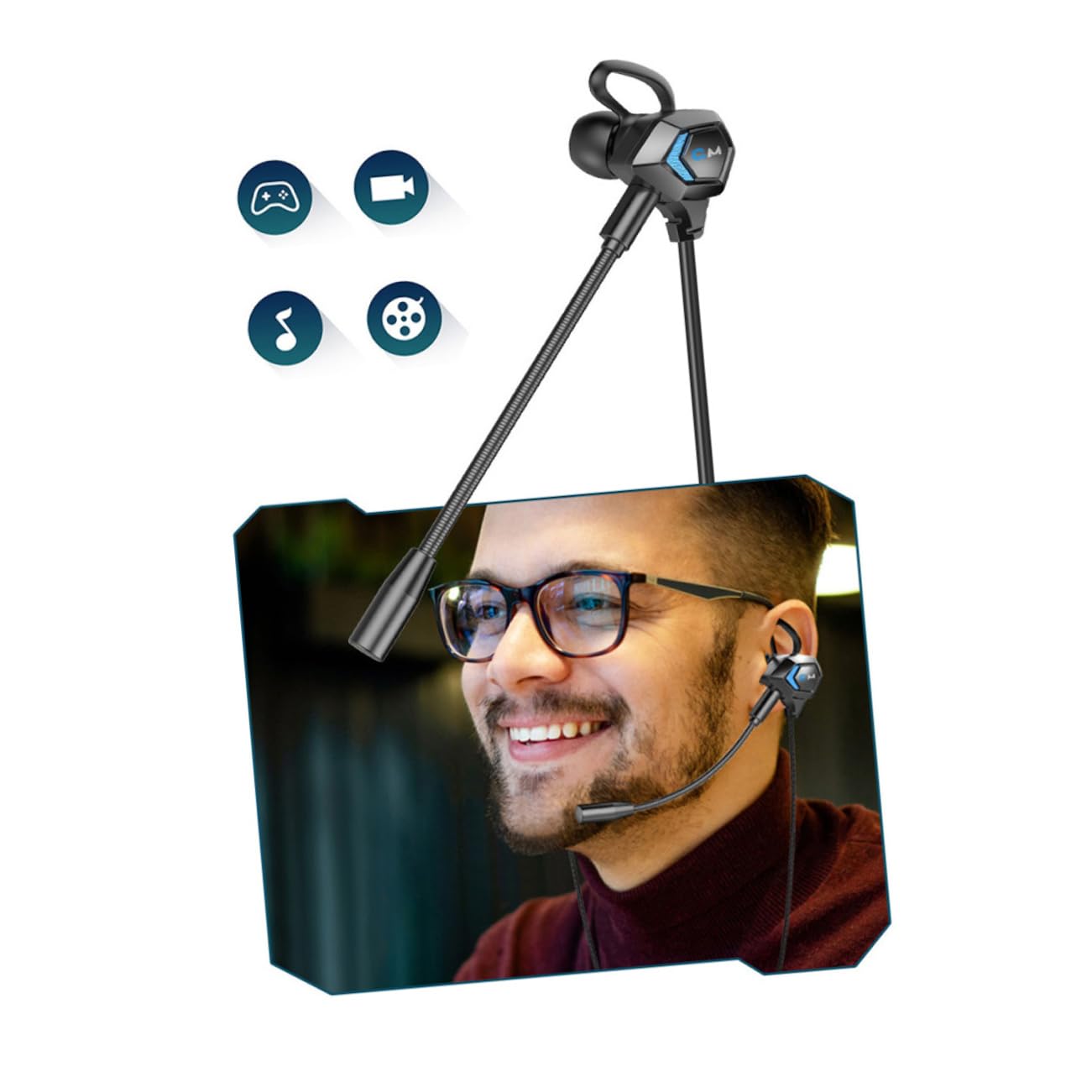 **Homoyoyo Wired Gaming Headset with Microphone - Noise Isolating In-Ear Earphones for PC, Mobile, Laptop - Perfect for Gaming, Workouts, Gym & E-Sports**