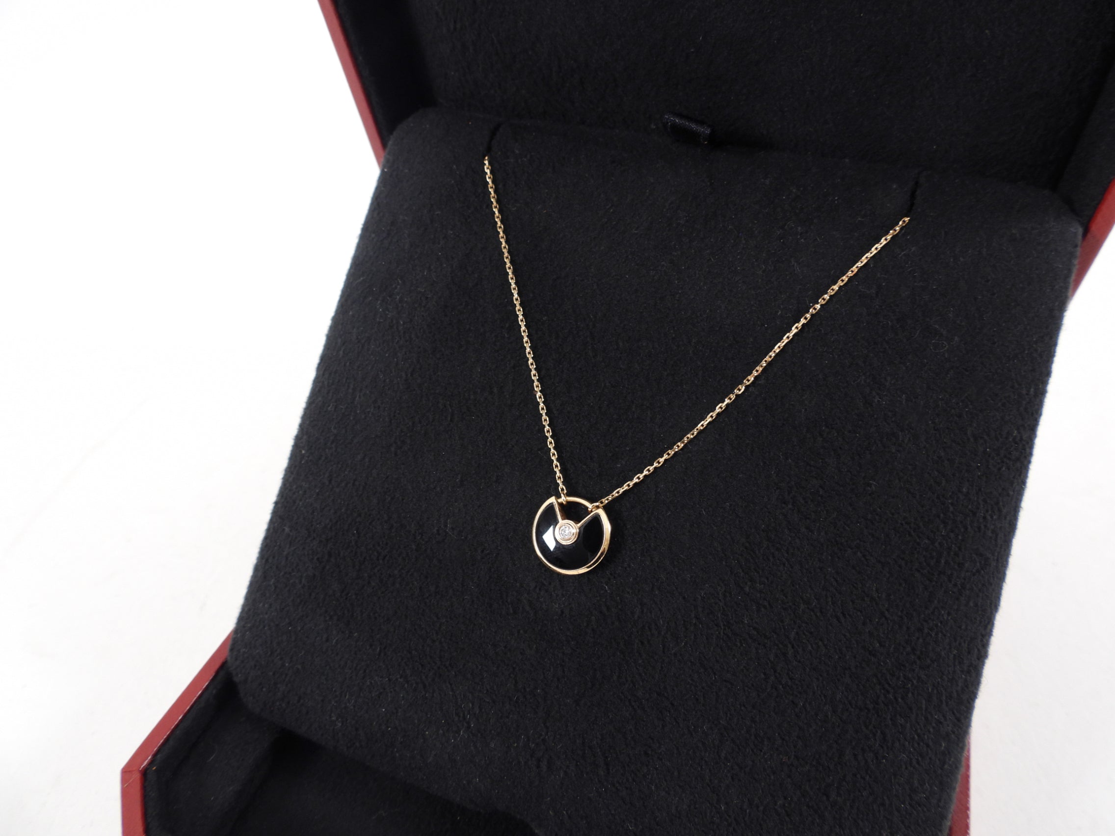 Cartier Amulette de Cartier 18k Gold Diamond & Onyx Pendant Necklace - Elegant Jewelry Gift for Women, Perfect for Weddings & Special Occasions