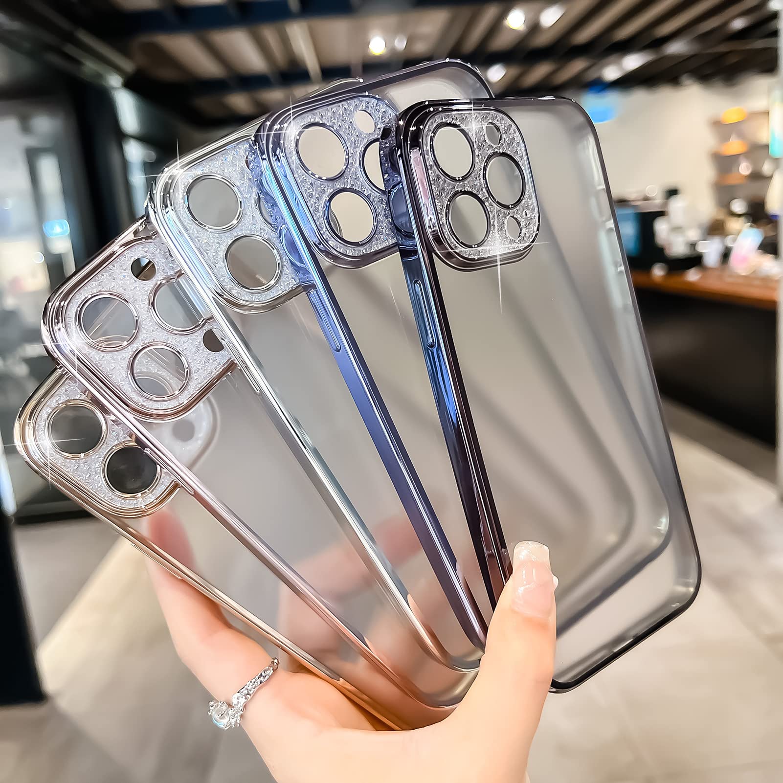 COOWEEK Luxury Sparkle Rhinestone Clear Case for iPhone 12 Pro Max (6.7 Inch) - Glitter Bling Camera Protector, Cute Girly Phone Cover for Women | Perfect for Parties, Dating & Everyday Glam