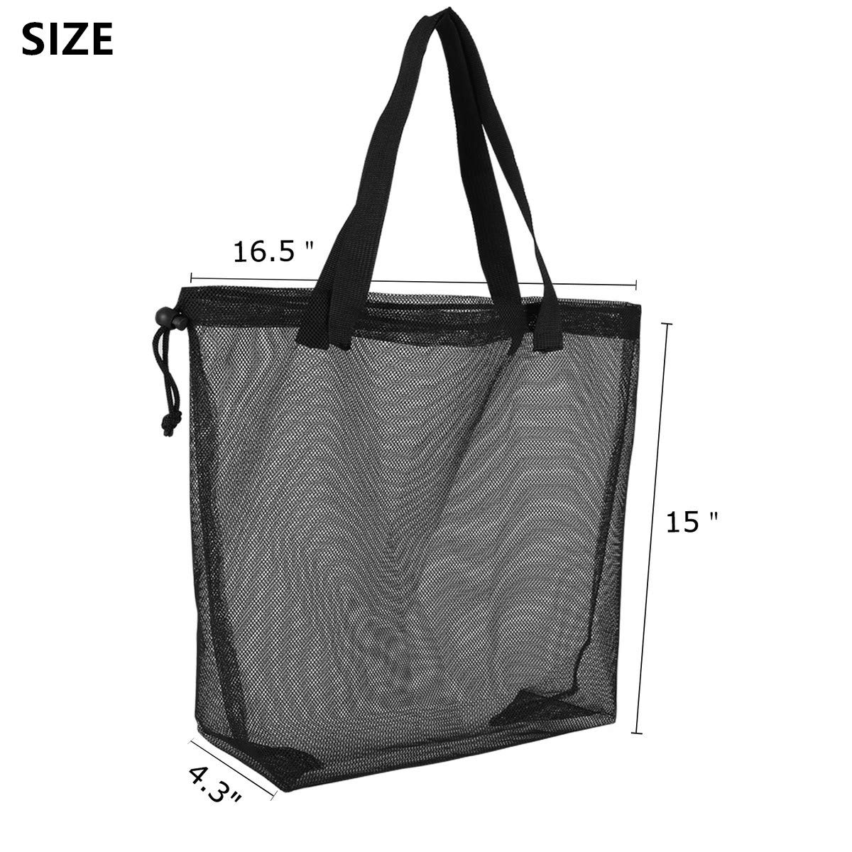 4-Piece Cute Mesh Pool Tote Bags with Drawstring - Waterproof Beach Bags for Swimming, Travel, Picnic, Gym & Summer Outings