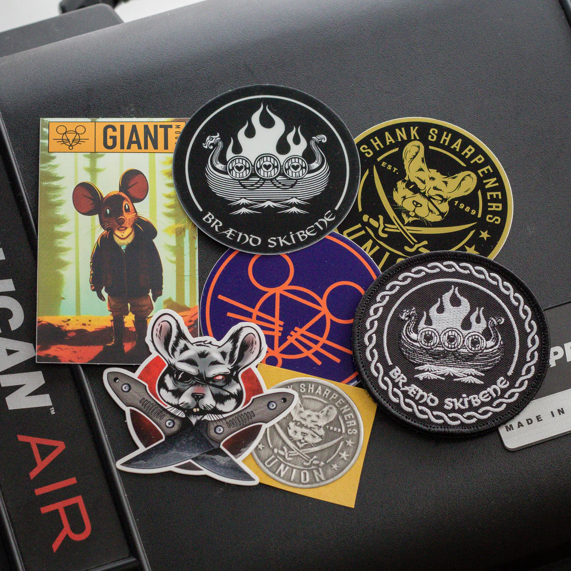 GiantMouse Sticker & Patch Pack - Premium Vinyl Decals & Embroidered Patches for Laptops, Cars, Bikes & DIY Crafts - Perfect for Customizing Gear & Personalizing Accessories