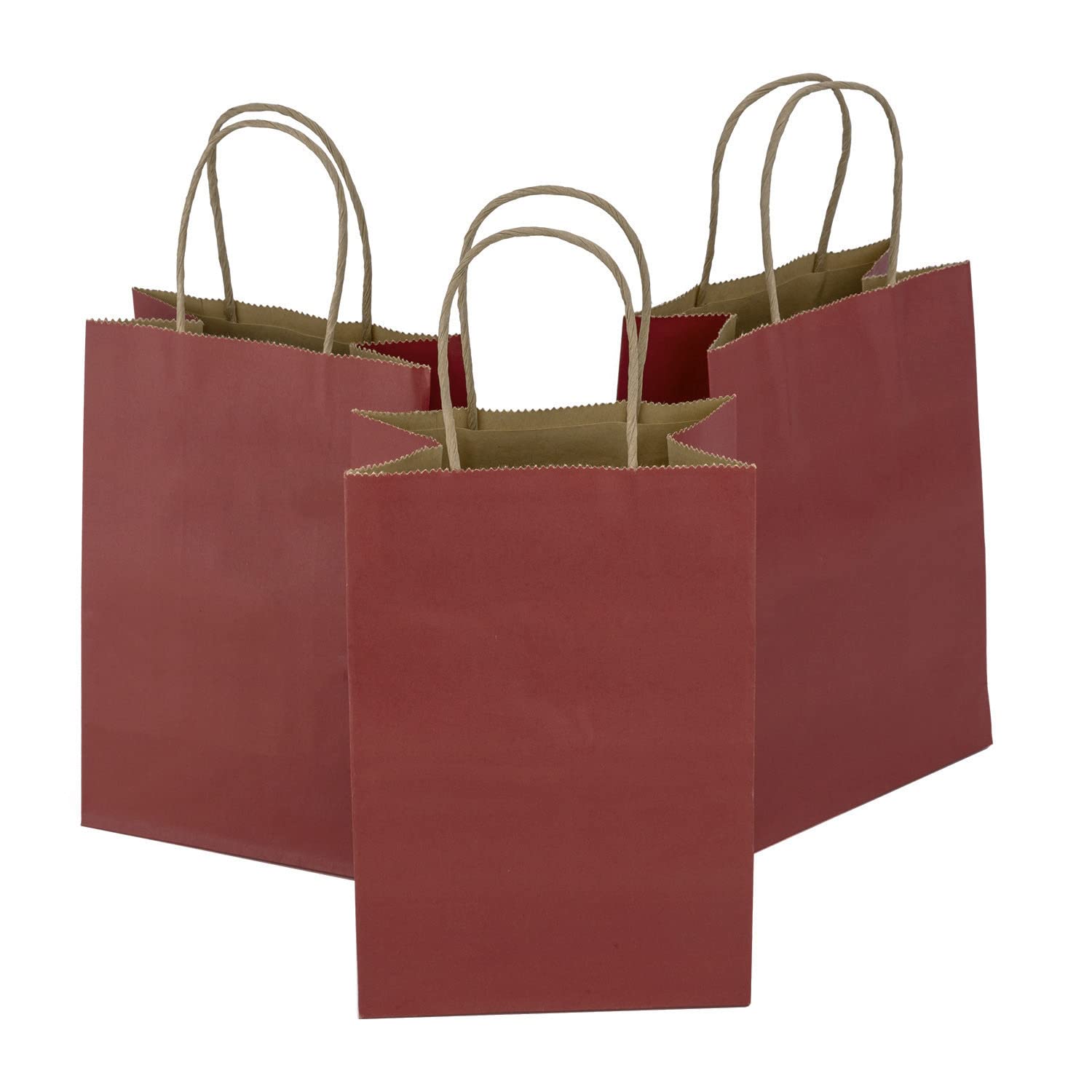 50Pcs Small Gift Bags with Handles 5.25x3.75x8 Inch - Red Paper Bags for Mother's Day, Birthday Party, Easter, Jewelry & Retail Shopping - Perfect for Party Favors, Gift Wrapping & Goodie Bags