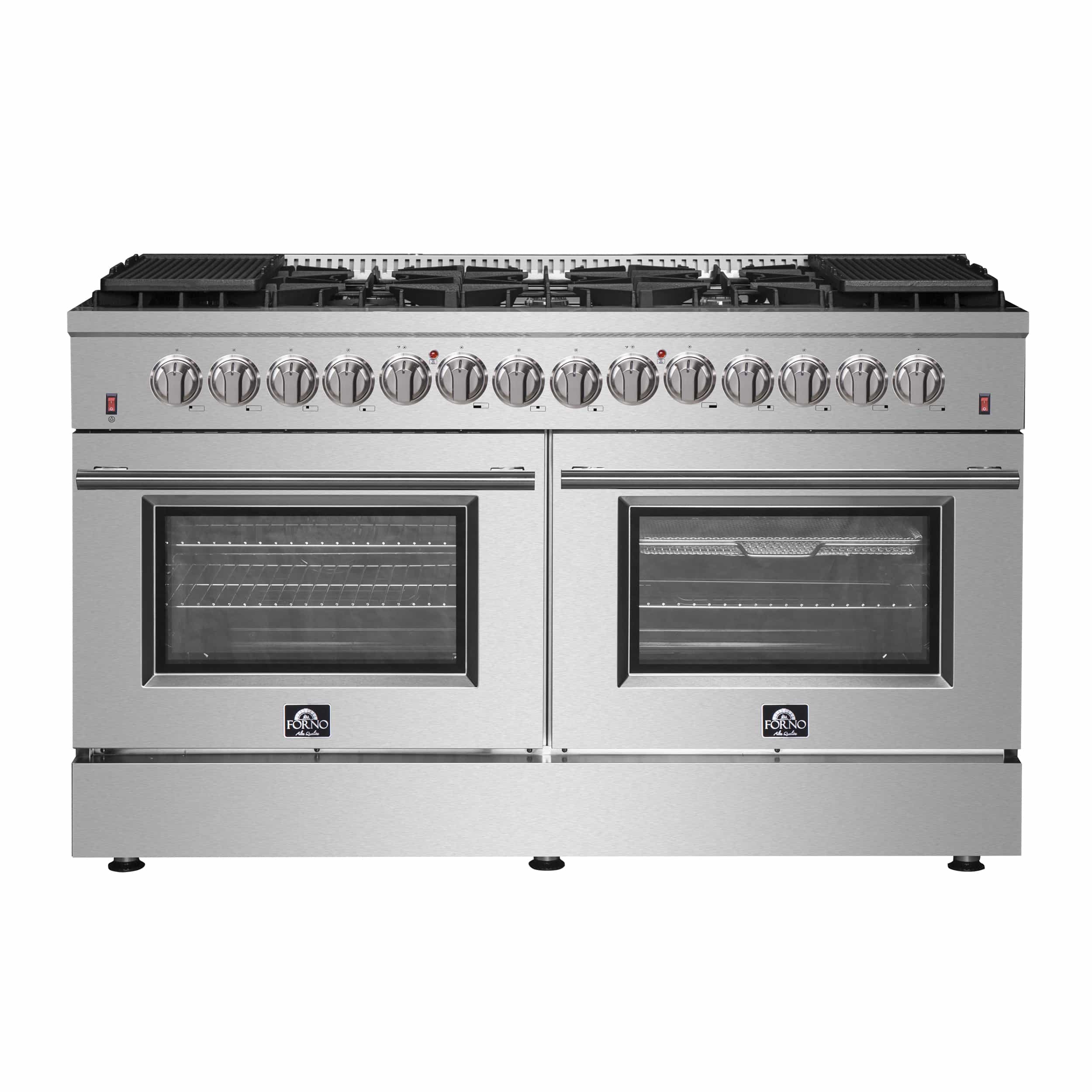 Forno Galiano 60 Inch Dual Fuel Range with 240V Electric Oven & 10 Burners - Stainless Steel (FFSGS6156 60) | Professional Gas Cooktop & Convection Oven for Home Chefs & Commercial Kitchens