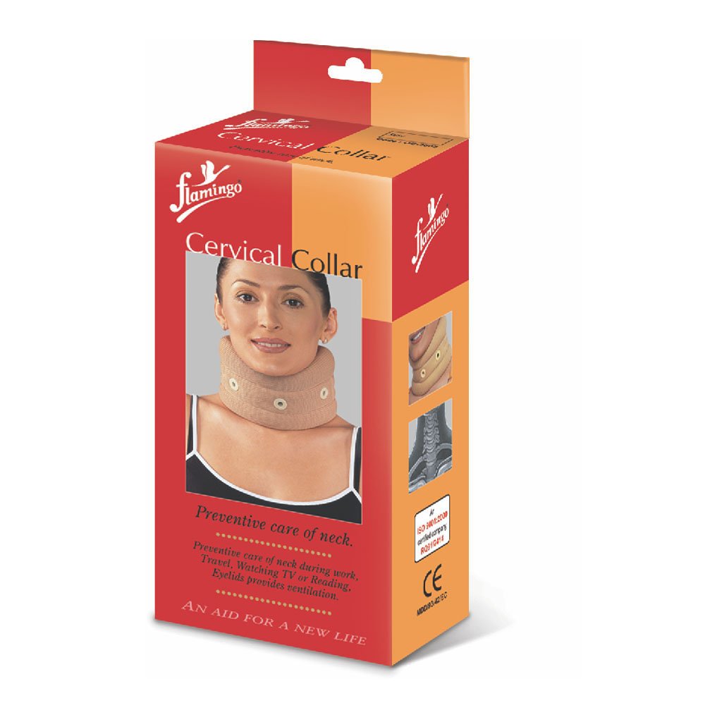 Flamingo Cervical Collar Neck Brace for Pain Relief - Large Size, Adjustable Support for Neck Injuries, Whiplash & Post-Surgery Recovery - Perfect for Sleeping, Travel & Daily Comfort