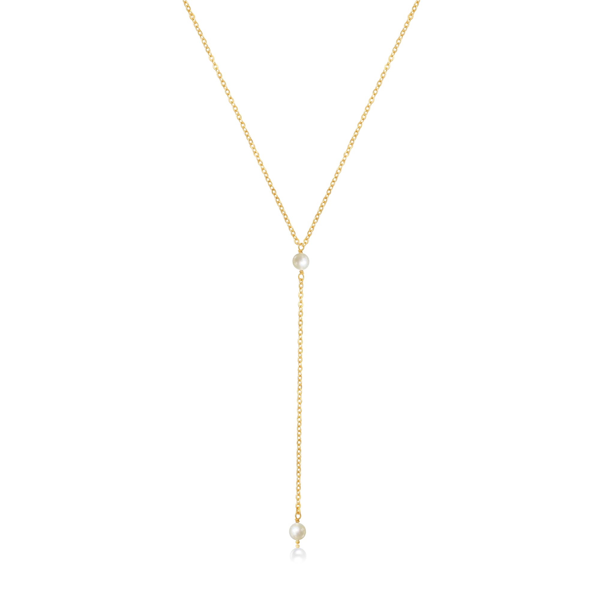 Elegant Gold Y Necklace for Women - Pearl & CZ Pendant, Perfect for Parties & Gifts