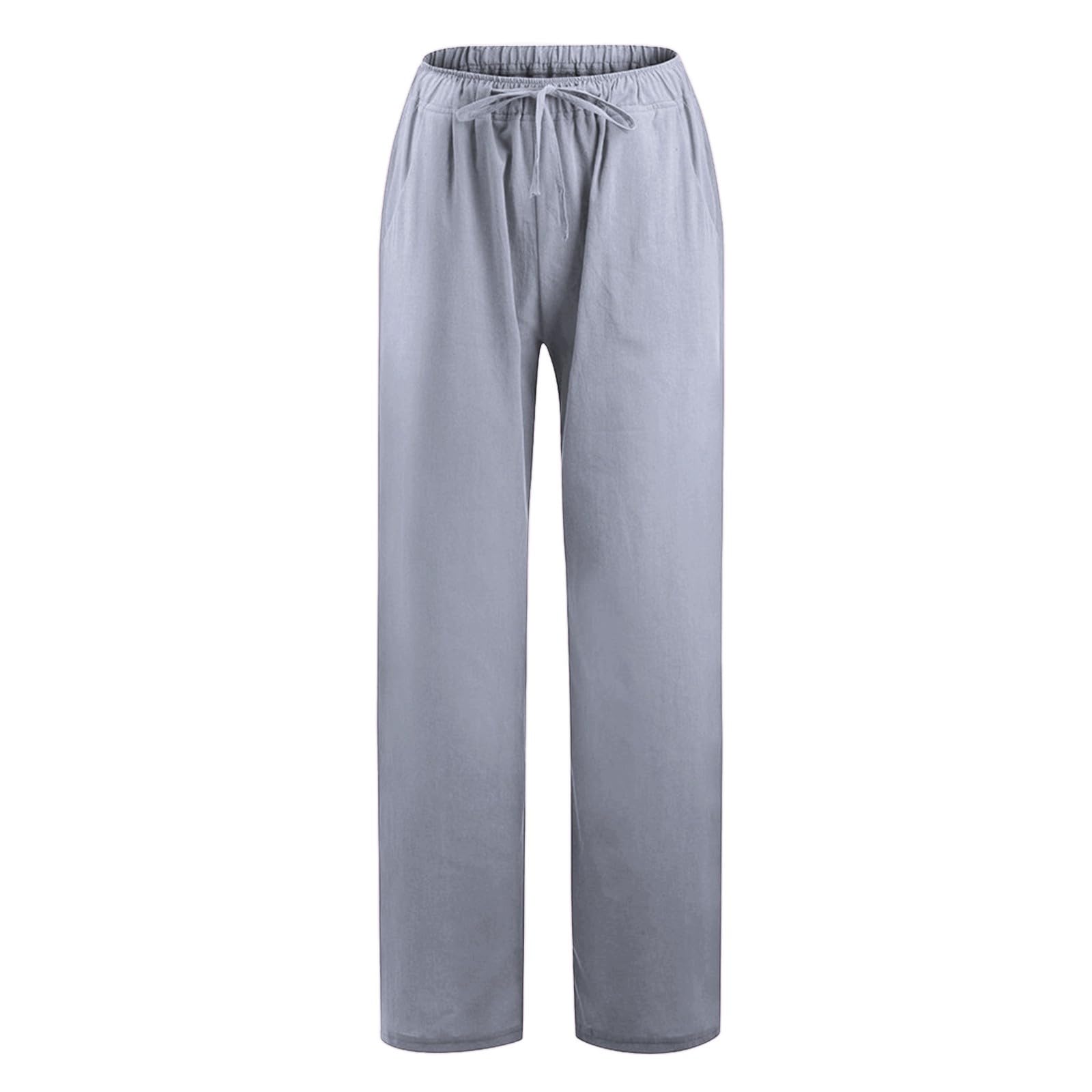 Women's Summer Linen Cotton Pants - High Waisted Drawstring Wide Leg Trousers for Casual Wear | Loose Fit Comfortable Lounge Pants for Beach, Travel & Everyday Outfits
