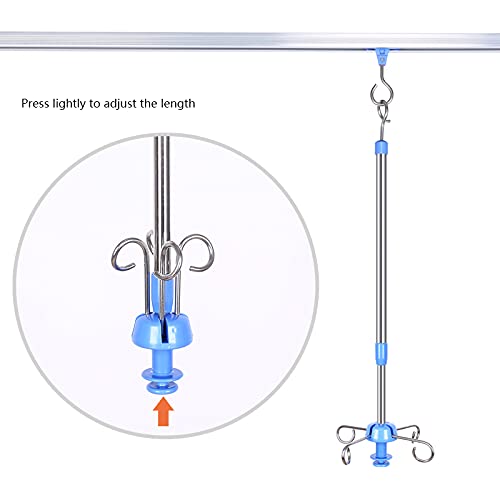 Portable IV Pole Stand with Adjustable Height & Ceiling Pulley - Medical IV Drip Hanger for Hospital, Home Care & Nursing Use