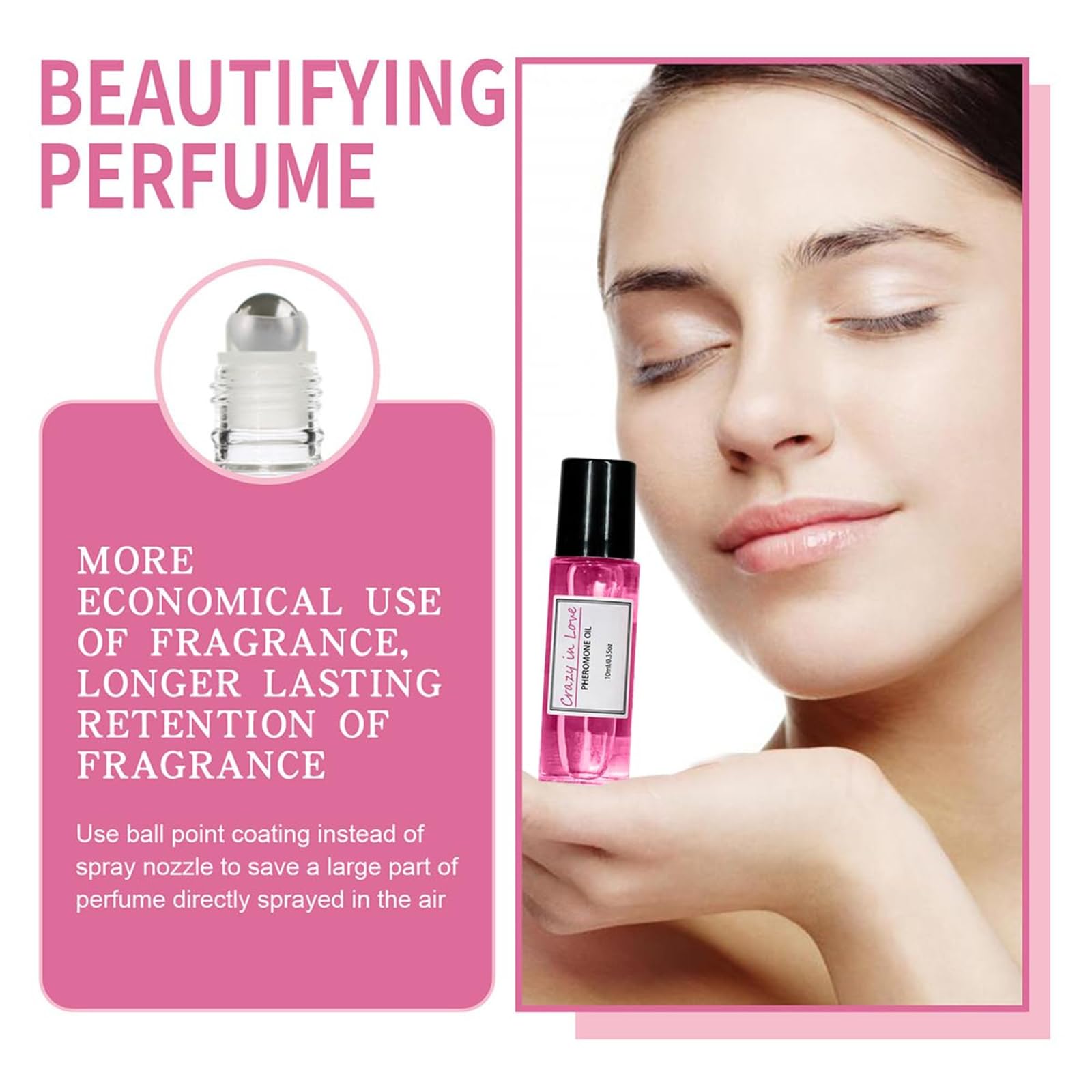 Crazy in Love Pheromone Roll-On Perfume Oil for Women - Long Lasting Fragrance, Portable Essential Oil for Date Night, Romantic Evening & Confidence Boost