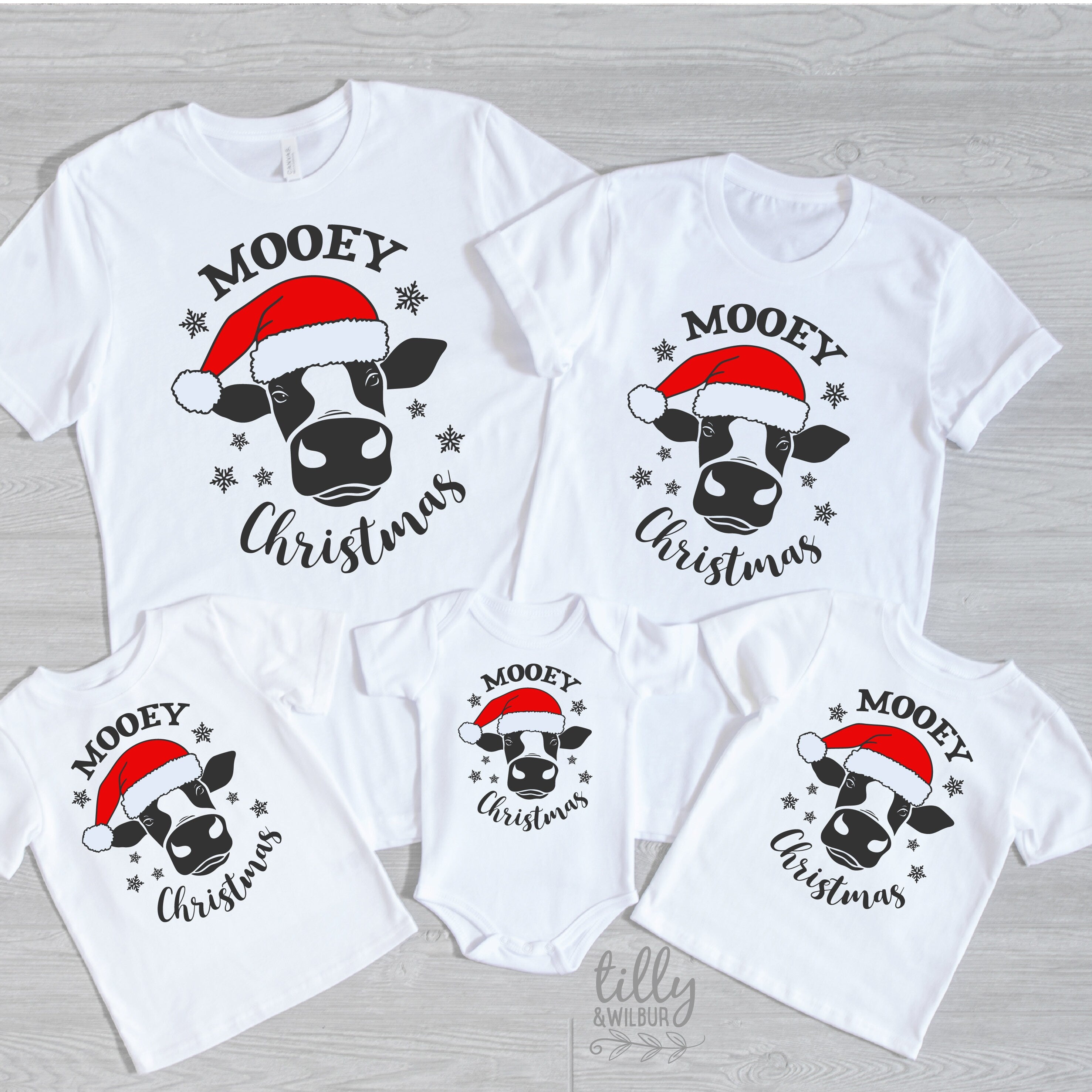 Custom Matching Family Christmas T-Shirts - Holiday Festive Outfits for Family Photos & Christmas Celebrations
