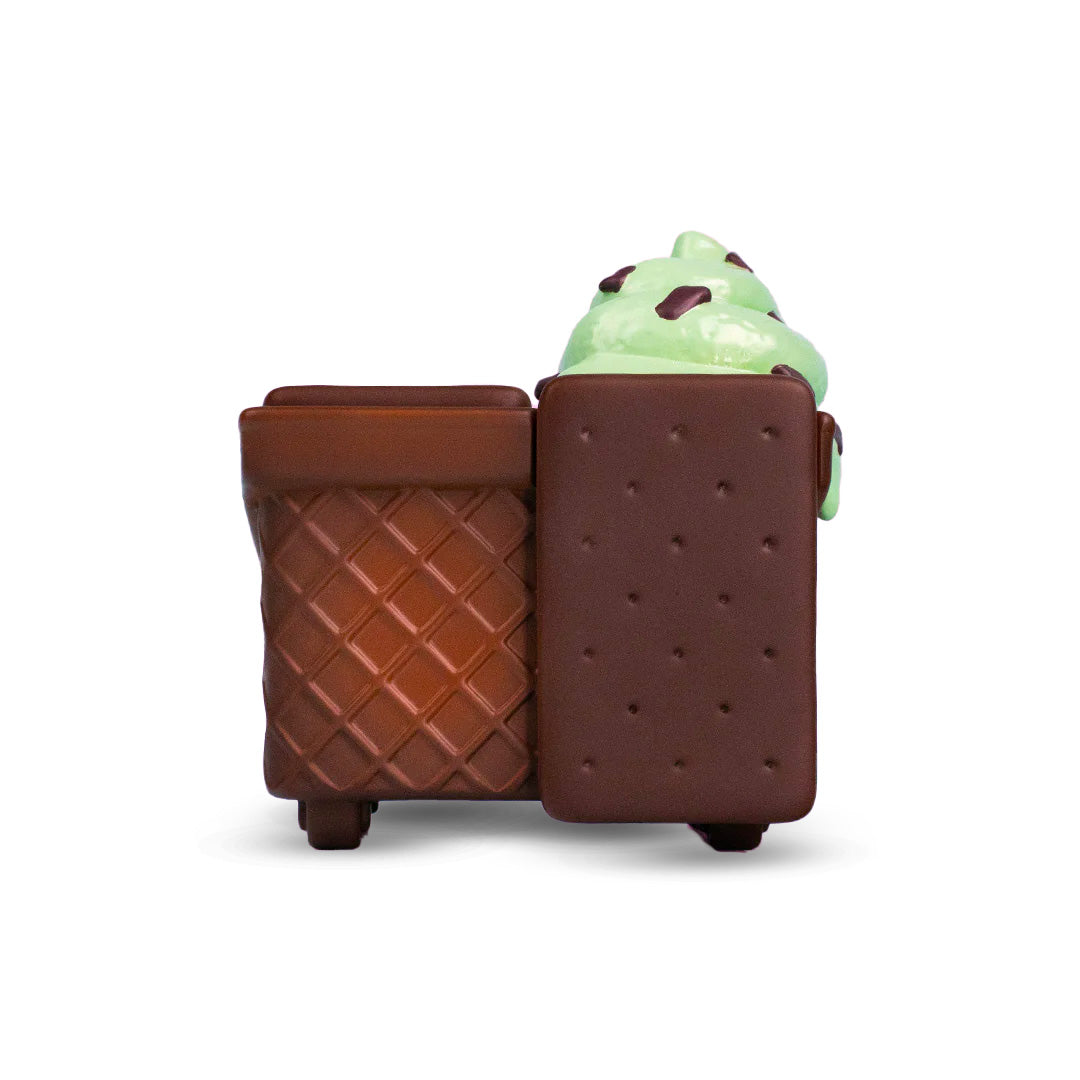 Mint Chip Dumpster Ice Cream Vinyl Figure - Cute Kawaii Collectible Toy for Home Decor, Office Desk Display, and Gift for Ice Cream Lovers