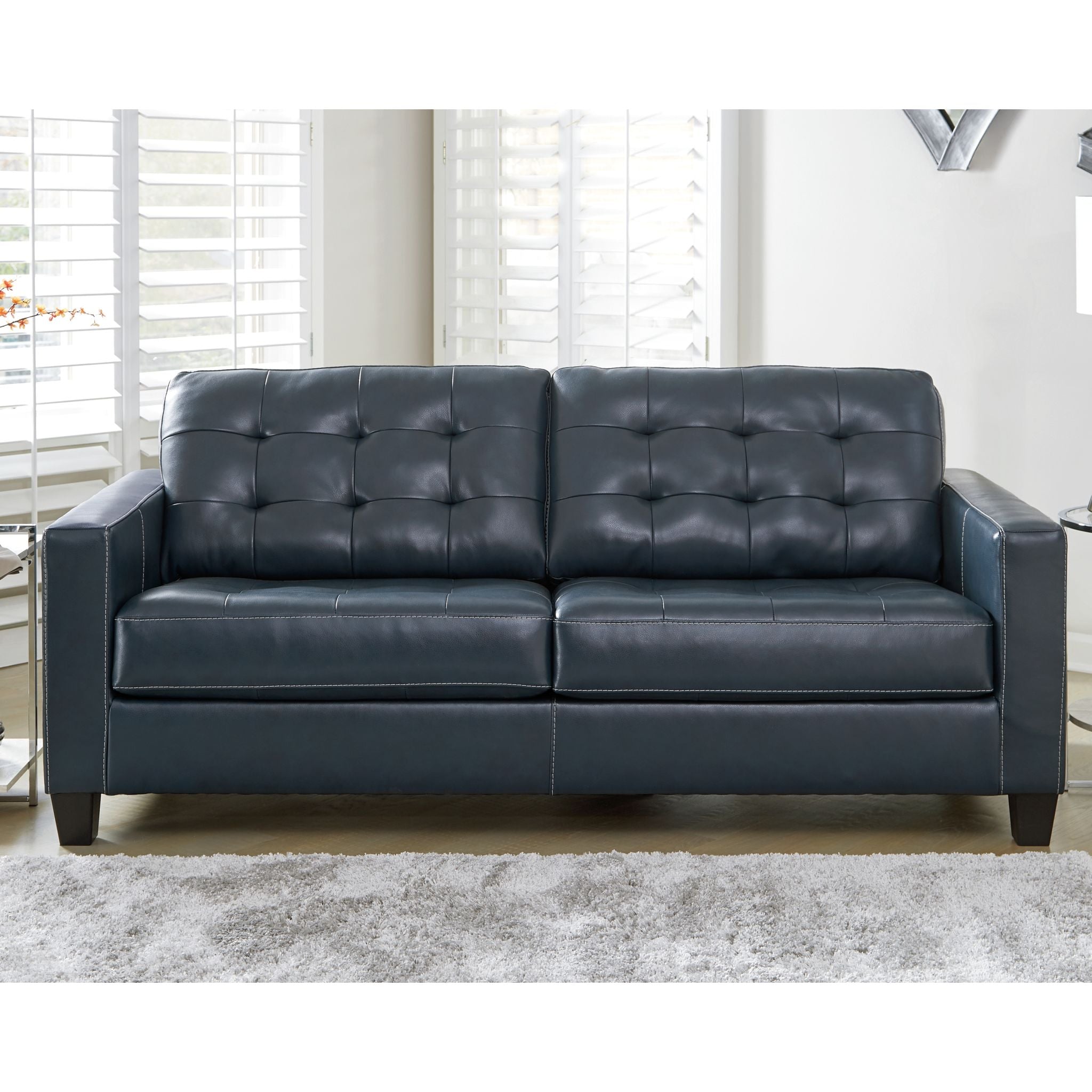 Altonbury Queen Size Sofa Bed with Pull-Out Sleeper - Navy Blue Fabric - Perfect for Small Spaces, Guest Rooms & Apartments