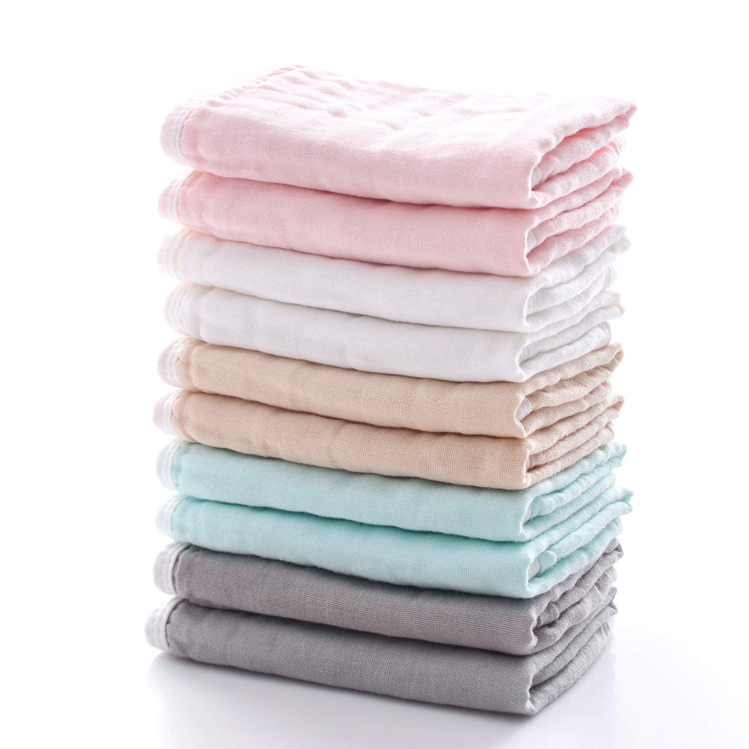 **MUKIN Premium Baby Washcloths - Ultra Soft & Absorbent Muslin Washcloths for Newborns & Sensitive Skin | High-Density Reusable Baby Wipes (10-Pack) – Perfect for Bath Time, Diaper Changes & Gentle Cleansing**