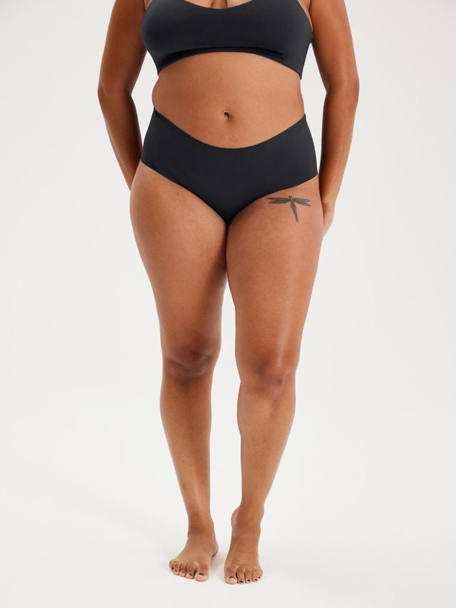 Girlfriend Collective High Rise Brief Underwear - Soft & Breathable Raven Black for Yoga, Workout & Everyday Comfort