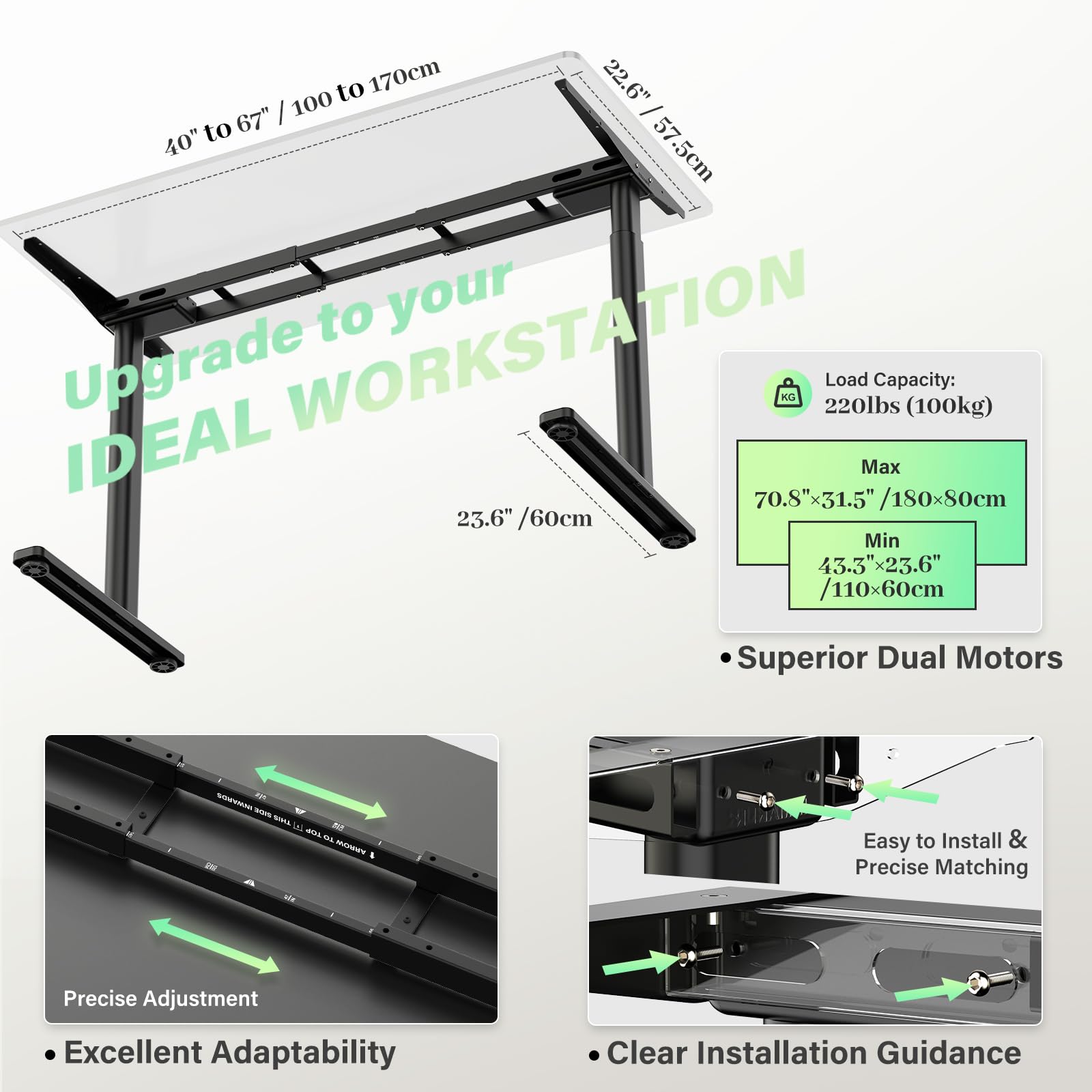 INMAKER Electric Standing Desk Frame - Adjustable Height 25