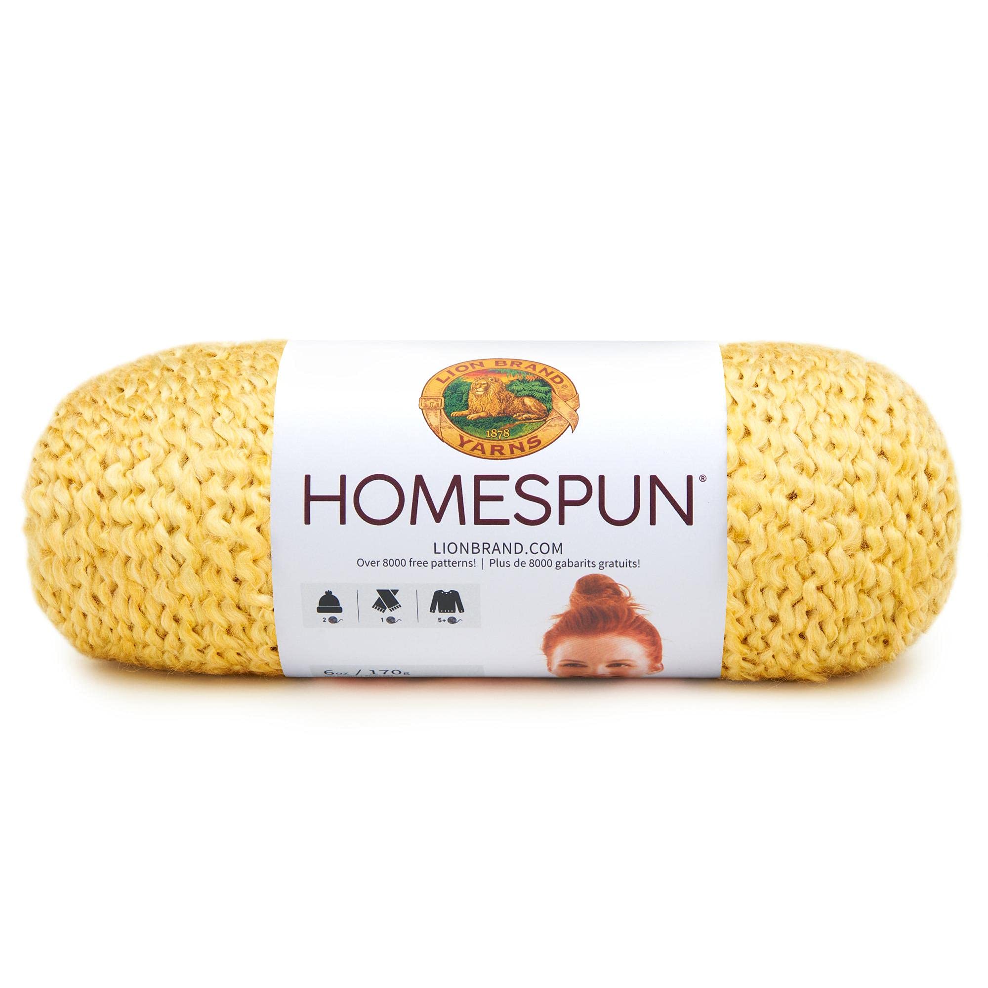 Lion Brand Yarn Homespun Bulky Knitting Yarn (1 Skein) - Golden - Perfect for Scarves, Blankets & Chunky Sweaters