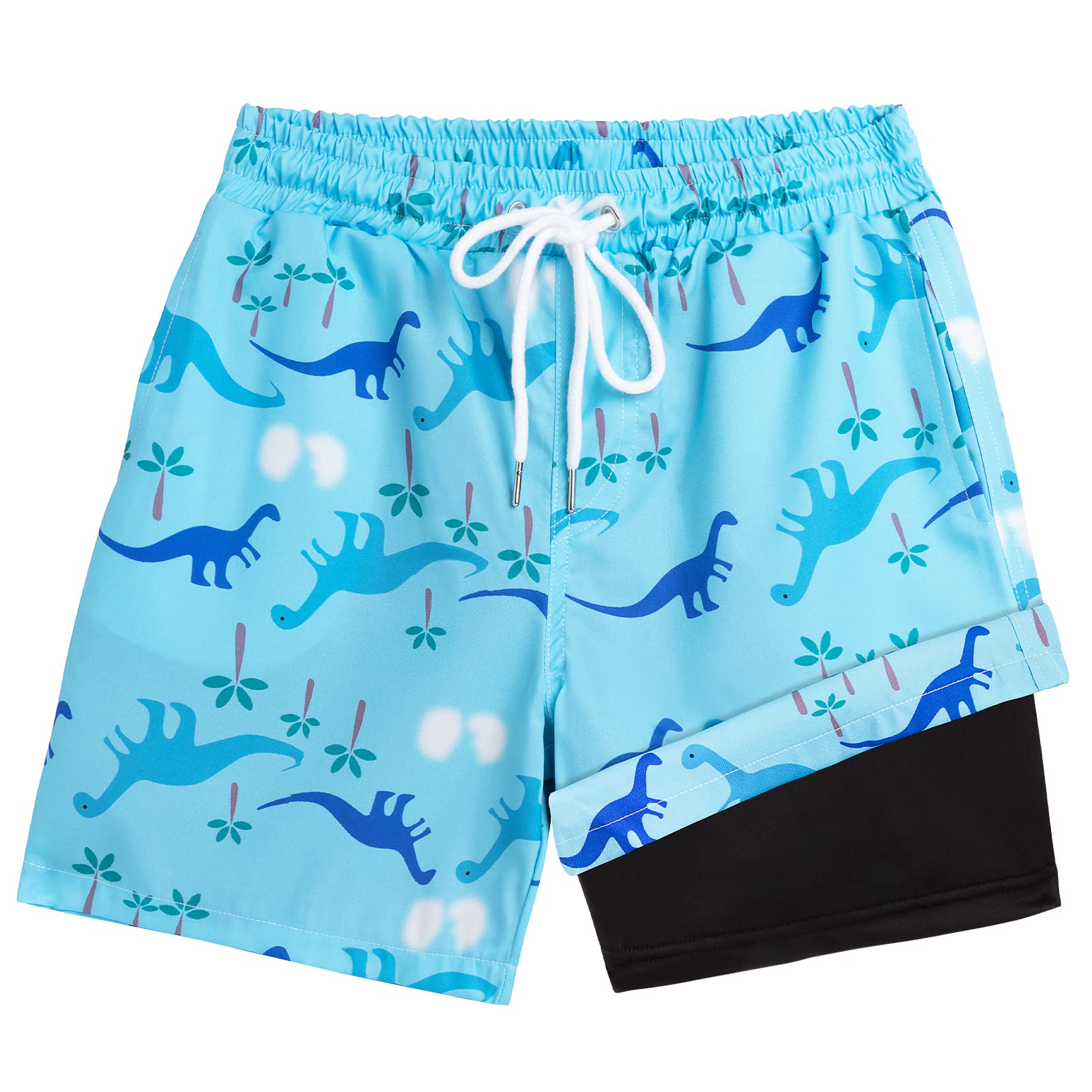 **Boys Swim Trunks with Boxer Brief Liner - Quick Dry Bathing Suits for Beach & Pool - Comfortable Compression Swim Shorts for Kids**    *(Perfect for Swimming, Surfing, and Summer Water Activities)*