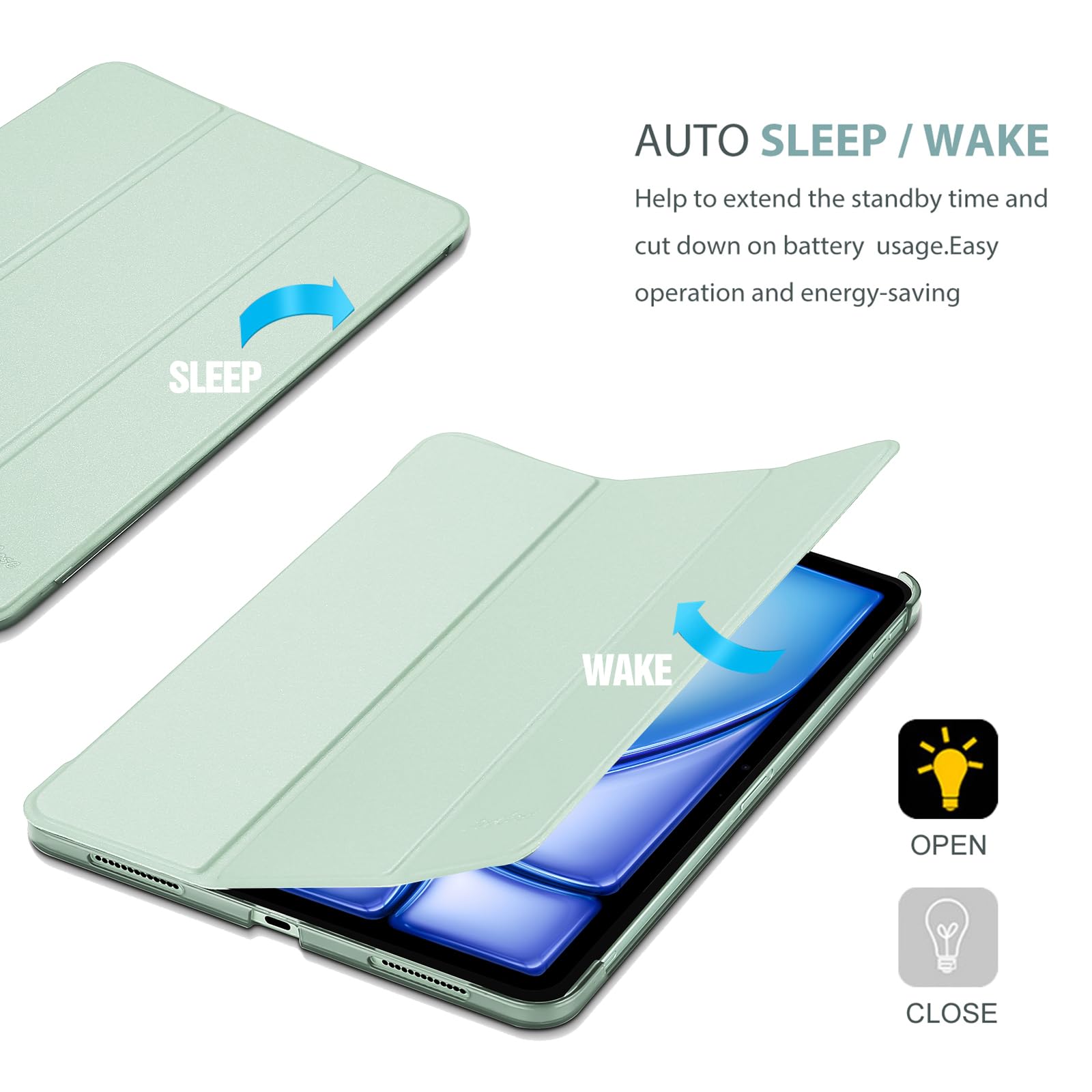 ProCase iPad Air 11-inch M3/M2 & 10.9-inch 5th/4th Gen Smart Protective Case - Slim Fit Shockproof Cover for iPad Air 2020-2025 (Green) | Perfect for Work, School & Travel