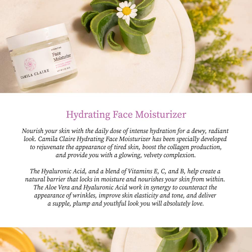 Best Hydrating Face Moisturizer with Hyaluronic Acid & Aloe Vera - Vitamin E, C, B Enriched for Deep Hydration & Collagen Boost | Revitalizes Tired Skin | 2 Oz | Perfect for Daily Skincare Routine & Dry Skin Relief