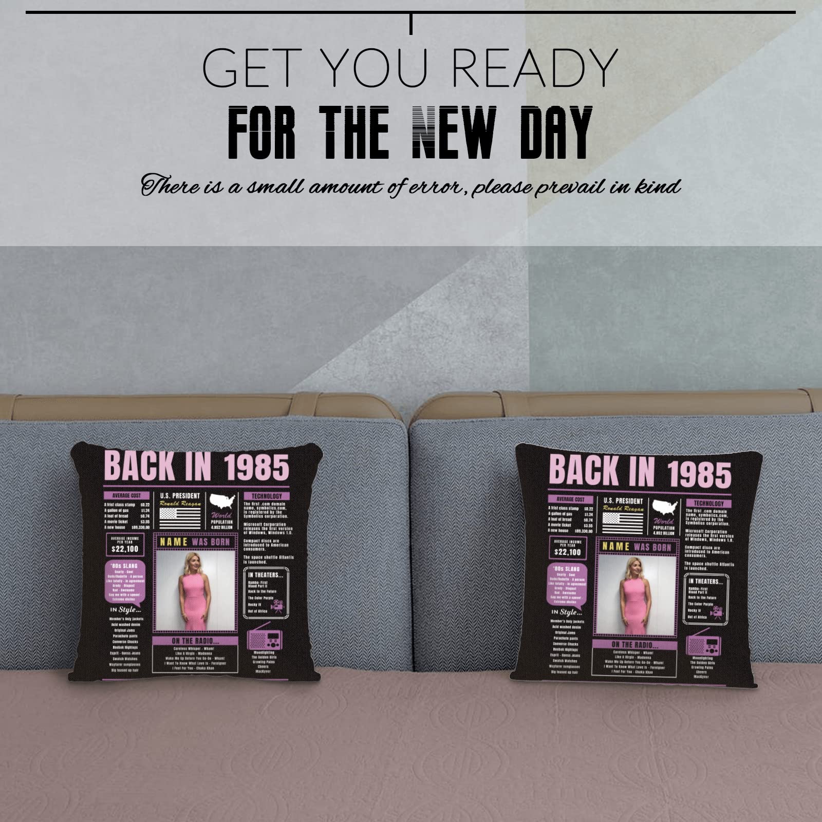 Custom 39th Birthday Throw Pillow for Women - Soft Purple 1985 Themed Gift for Men & Women, Perfect for Sofa Decor & Birthday Party Celebrations