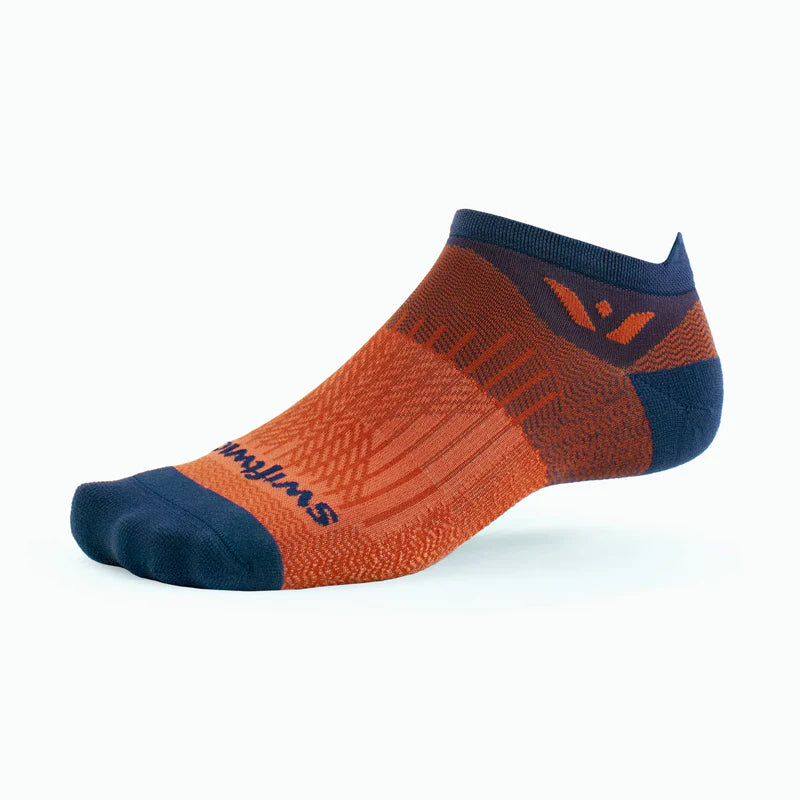 ASPIRE ZERO TAB Running Socks for Men & Women - Breathable Cushioned Athletic Socks with Arch Support (Navy/Orange) - Perfect for Marathon, Jogging & Workout