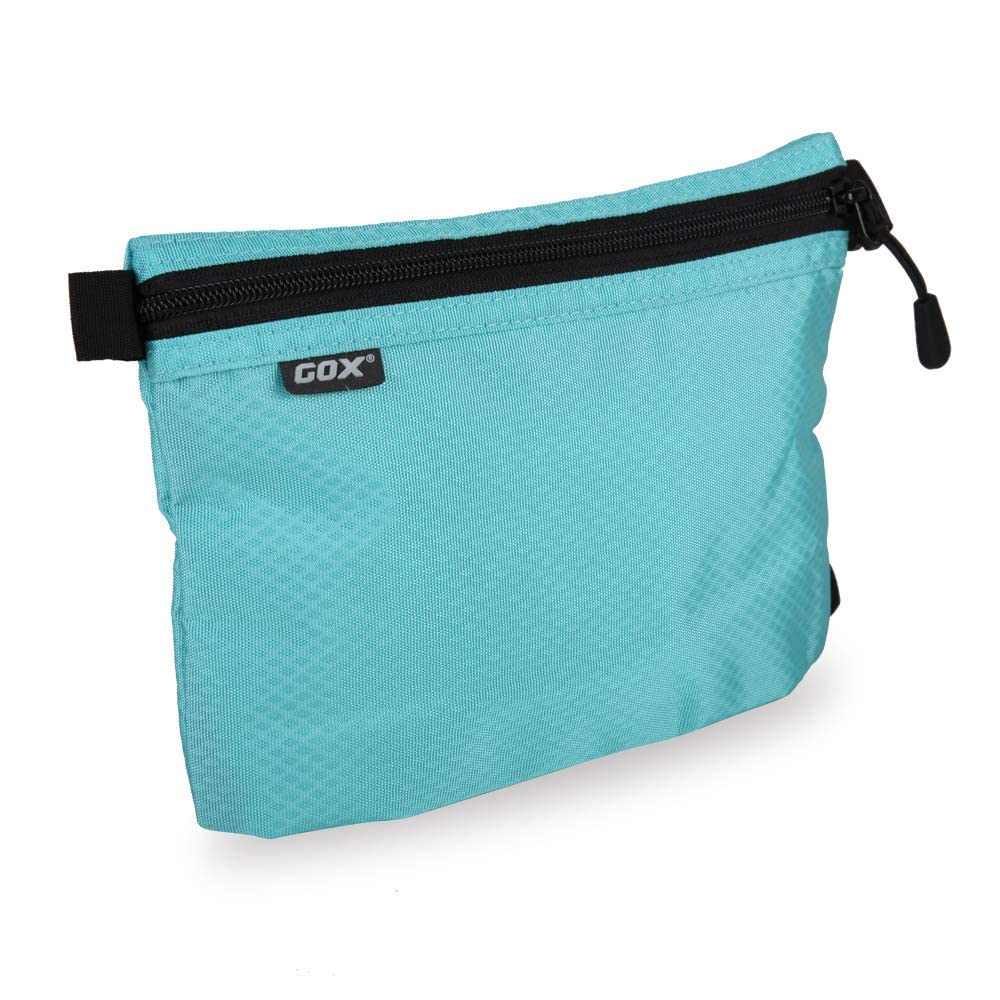 GOX Small Blue Carry On Toiletry Bag - Waterproof Zipper Pouch for Travel, Makeup Organizer, Digital Accessories Case - Perfect for Airplane, Gym & Weekend Getaways