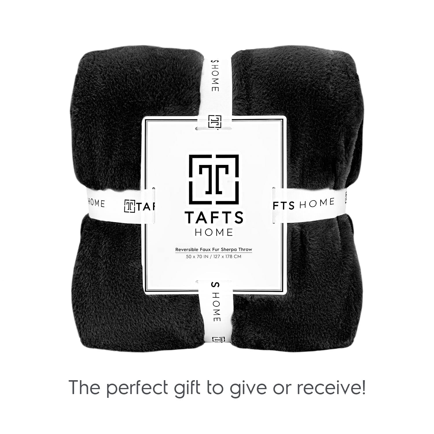 Tafts Faux Fur & Sherpa Throw Blankets - Ultra Soft, Cozy & Fluffy Fleece Blankets for Couch, Bed & Living Room - All Season Warm Blanket in Midnight Black - Perfect for Snuggling, Movie Nights & Home Decor