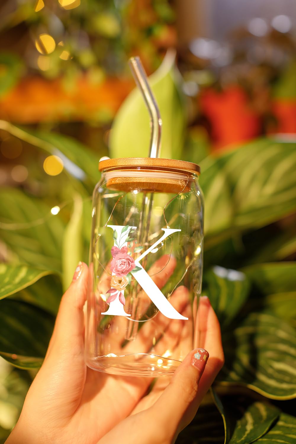 Personalized Monogrammed Coffee Glass - Custom 16 Oz Initial Gifts for Women, Birthday Presents for Her, Friends & Girls - Perfect for Home, Office & Coffee Lovers