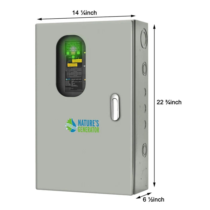 Natures Generator 30A Automatic Transfer Switch for Home Backup Power - Semi Flush Mount Installation - Perfect for Emergency Power Outages & Solar System Integration
