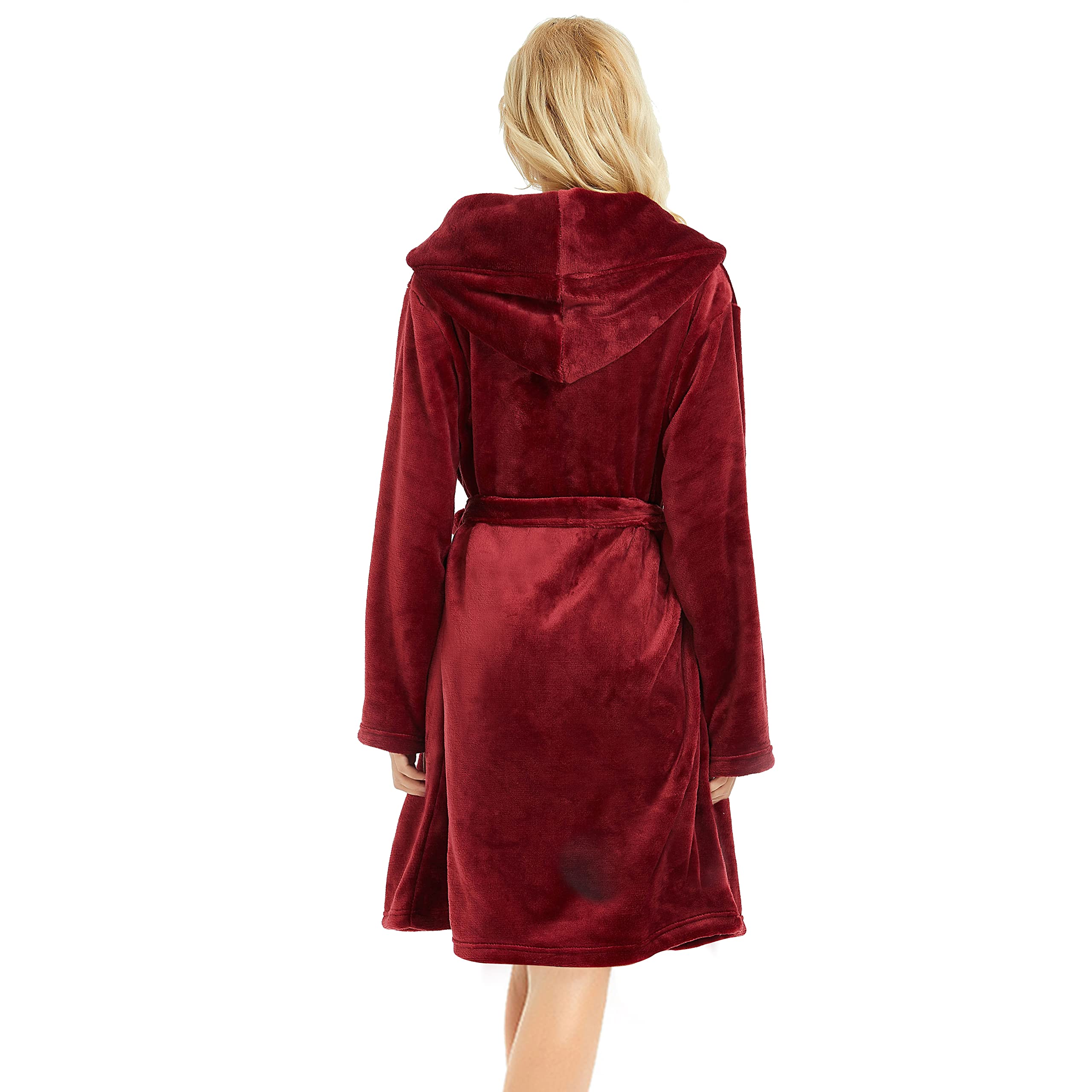 U2SKIIN Women's Hooded Fleece Robe - Soft Warm Short Plush Bathrobe with Hood for Spa, Lounge & Winter Wear | Cozy Home Relaxation & Gift Idea