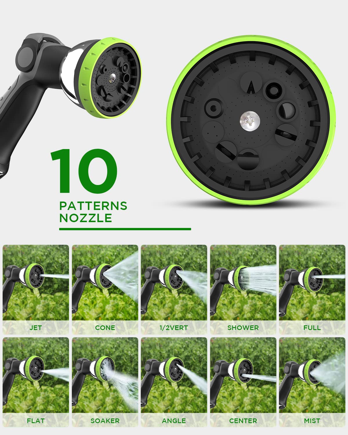 **100 ft Retractable Garden Hose Reel with Auto Rewind - 1/2 Inch Heavy Duty Wall Mount Hose Reel, 6 ft Hose, 10 Spray Nozzle Patterns, 180° Swivel Bracket - Perfect for Lawn, Yard & Outdoor Watering**