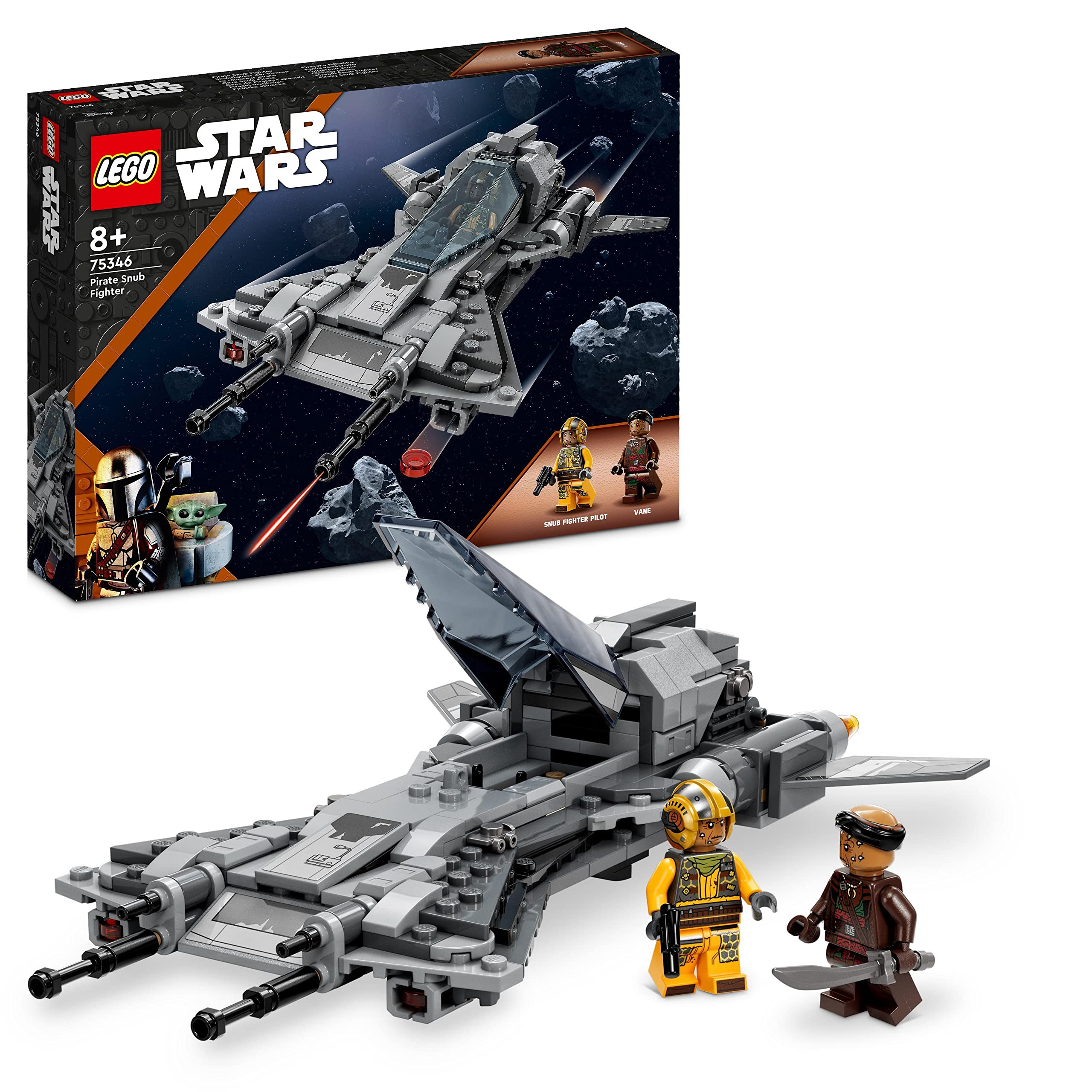 LEGO Star Wars Pirate Snub Fighter Building Toy Set (75346) - The Mandalorian Season 3 Collectible with Starfighter Model, Pilot & Vane Minifigures - Perfect Gift for Boys & Girls Ages 8+ | Great for Space Battles & Star Wars Themed Playtime