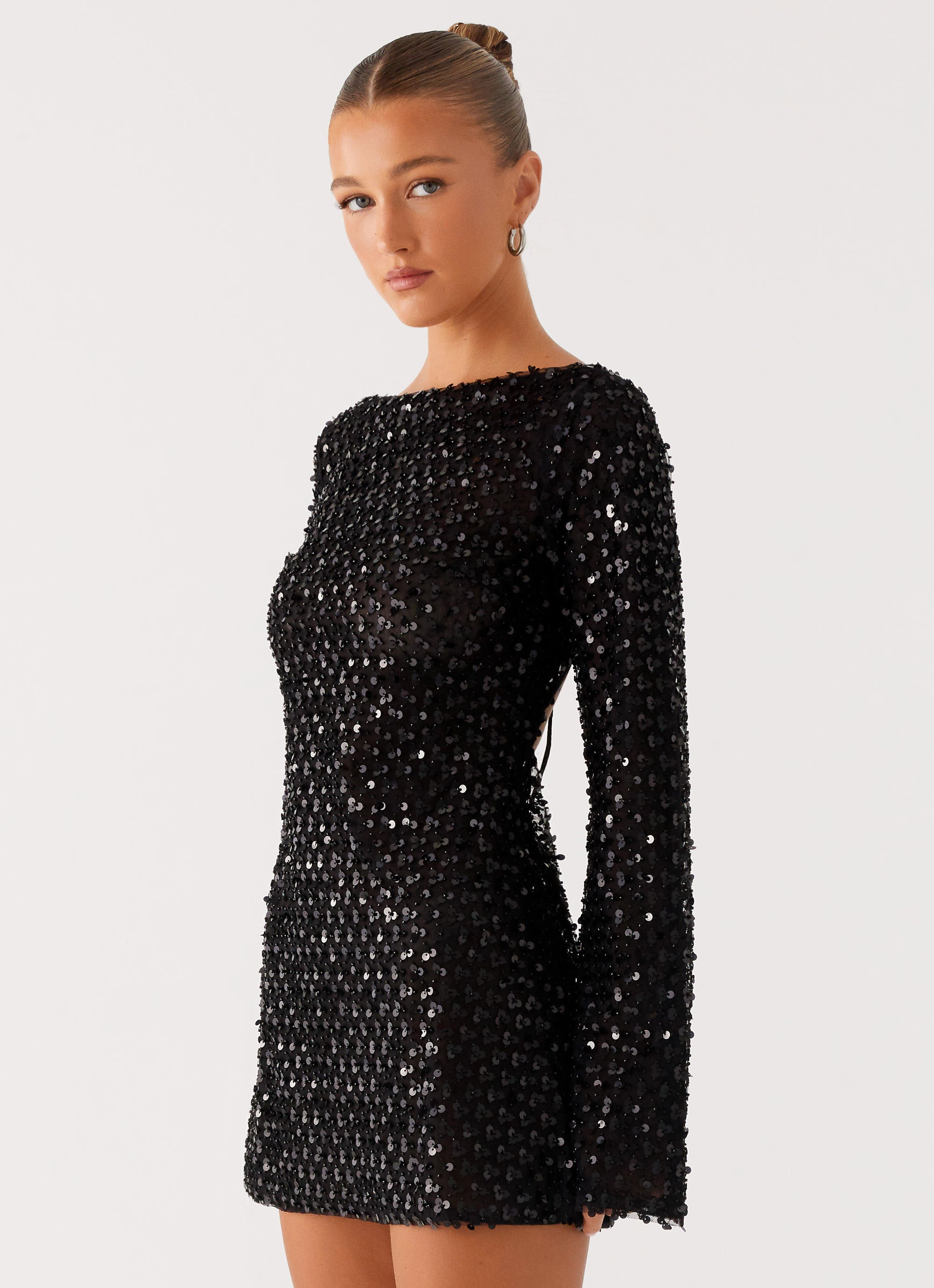 Edessa Sequin Mini Dress - Black | Sparkly Party Dress for Women | Perfect for Night Out, Club, and Special Occasions
