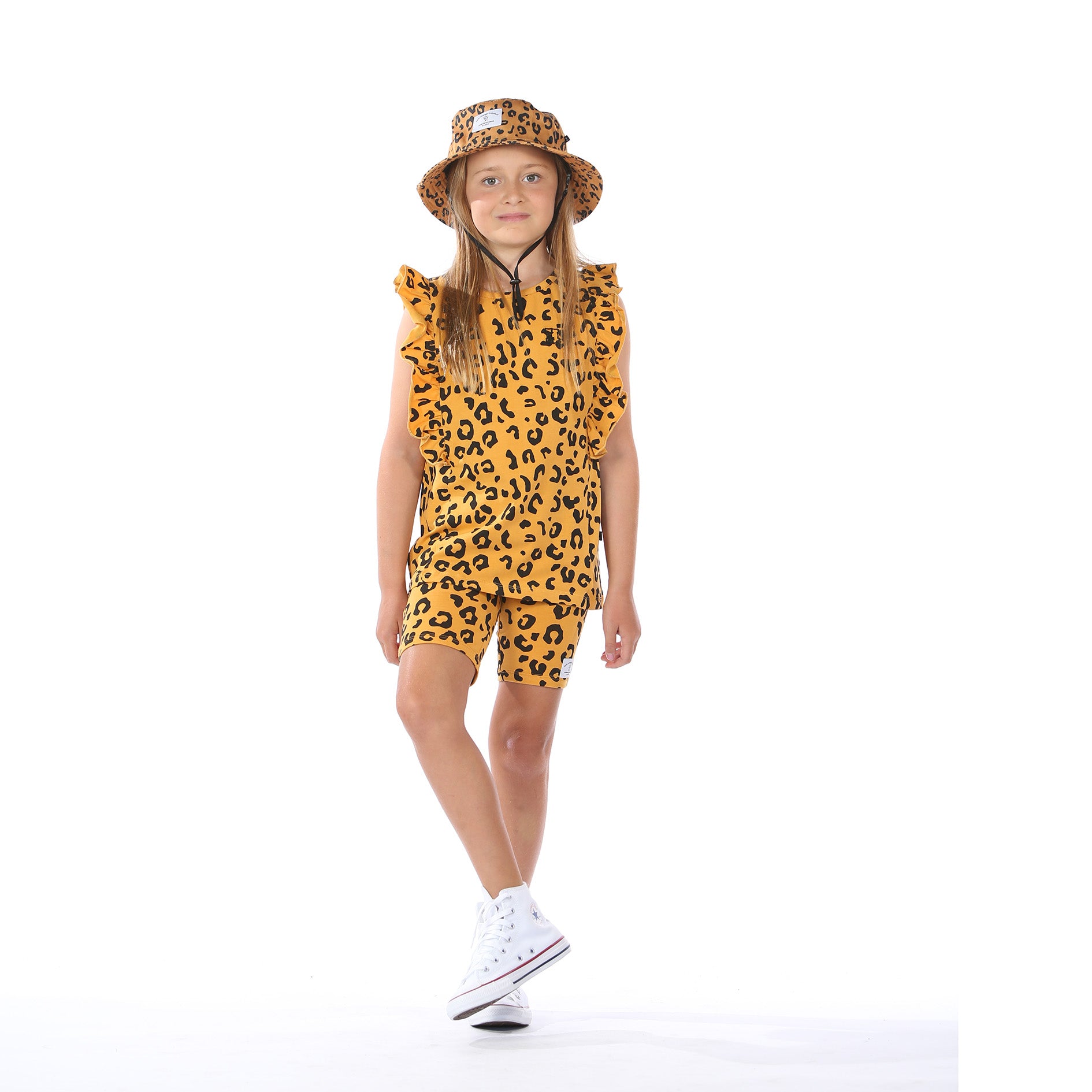 Hello Stranger Bucket Hat - Mustard Leopard Print Fashion Sun Hat for Women & Men | Perfect for Beach, Outdoor, and Street Style
