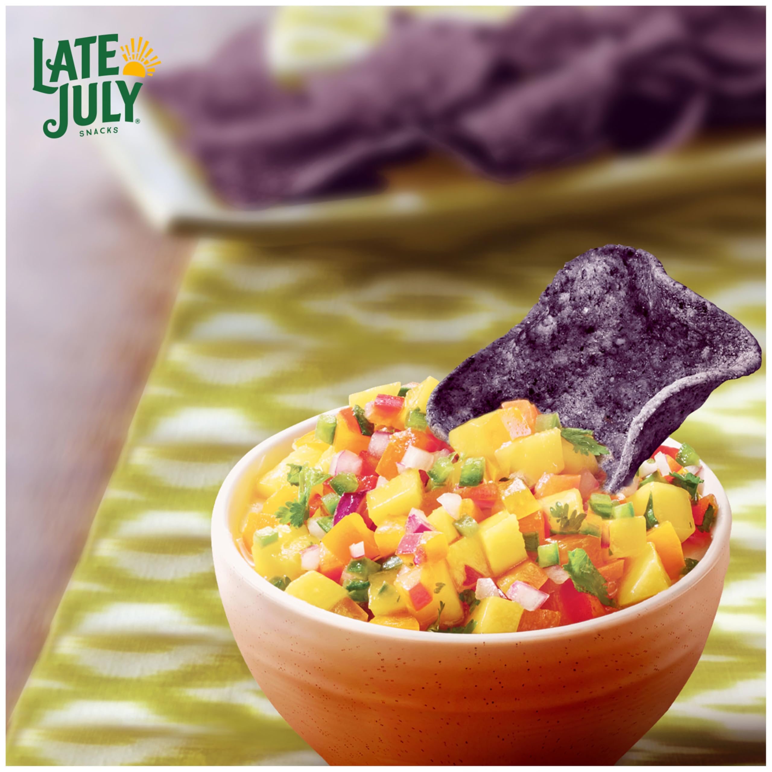 Organic Blue Corn Tortilla Chips by Late July Snacks - 7.4oz Bag, Non-GMO, Gluten-Free, Vegan - Perfect for Parties, Snacking & Dips