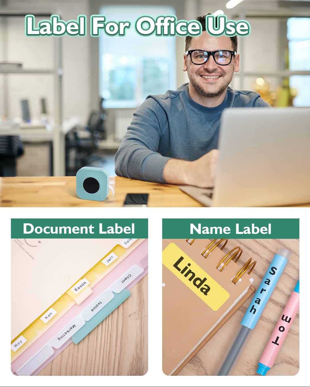 Phomemo Q30S Mini Bluetooth Label Maker - Wireless Handheld Thermal Label Printer for Home, Office, Organization & Storage | Compact Design, Easy to Use for Pantry, Closet, School Supplies & Craft Organization (Green)