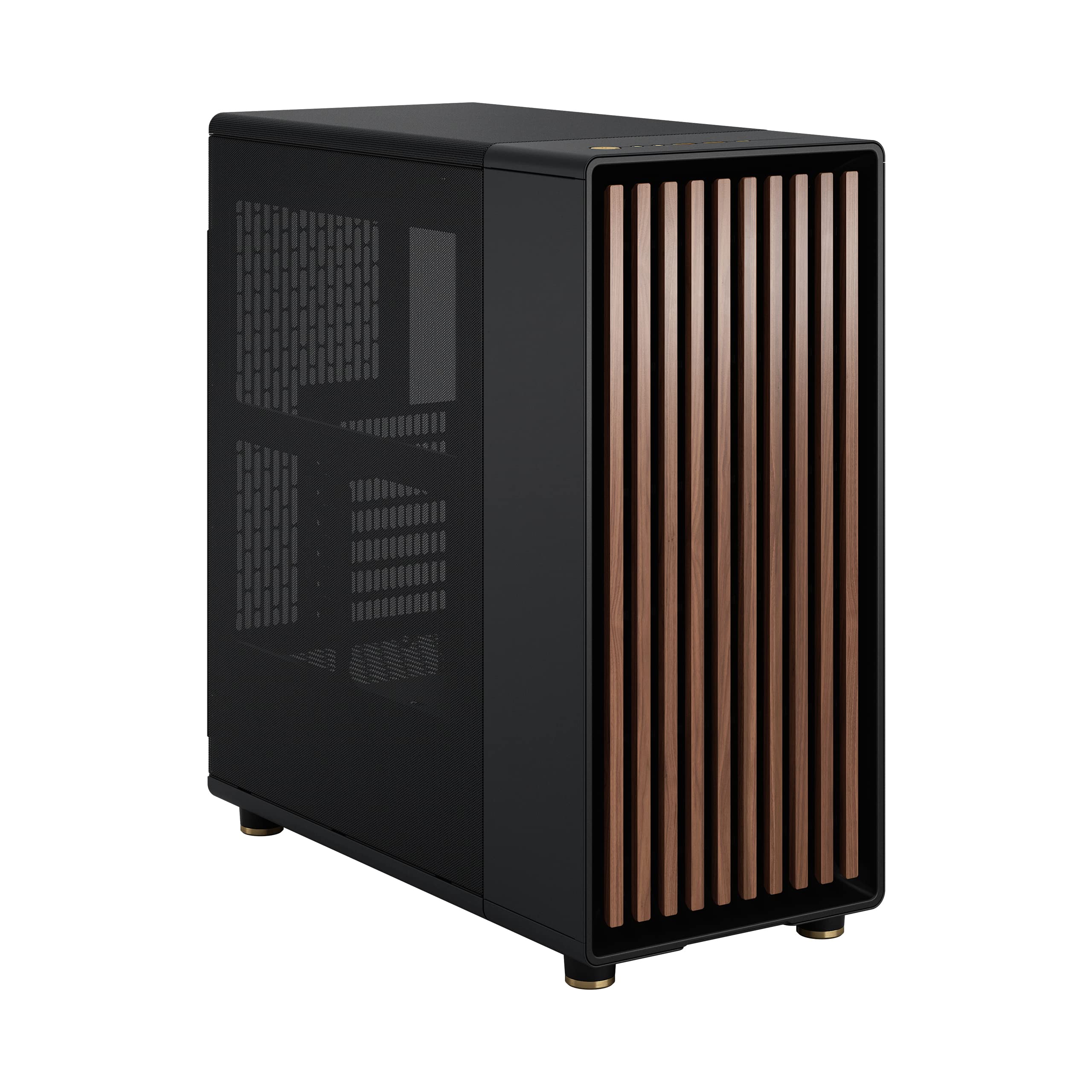 Fractal Design North ATX Mid Tower PC Case - Genuine Walnut Wood Front Panel, Mesh Side Panels, 2x140mm PWM Fans, USB-C - Premium Airflow Gaming Case (Charcoal Black) - Perfect for High-Performance Gaming PCs and Workstation Builds
