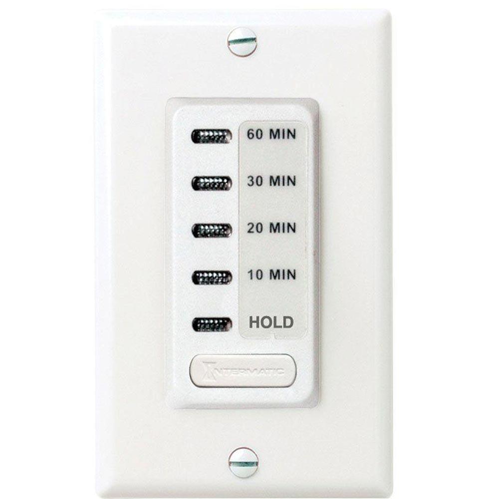 15 Amp 60-Minute Countdown In-Wall Preset Timer Switch - White | Perfect for Bathroom Fans, Grow Lights & Home Automation