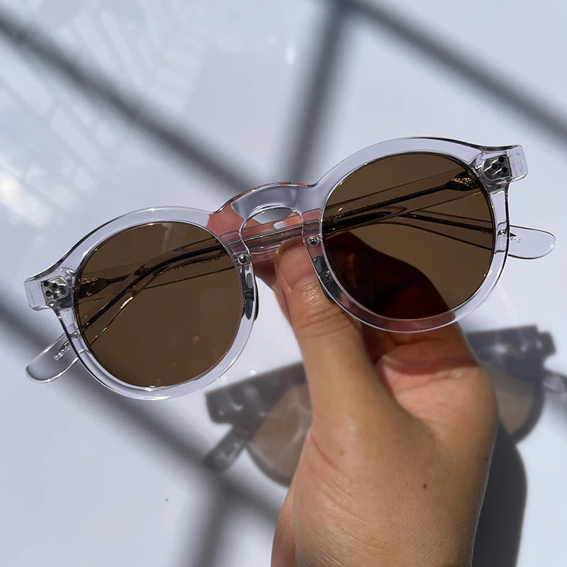 Black Unisex Acetate Round Polarized Sunglasses 14143 - UV Protection for Outdoor Sports & Driving