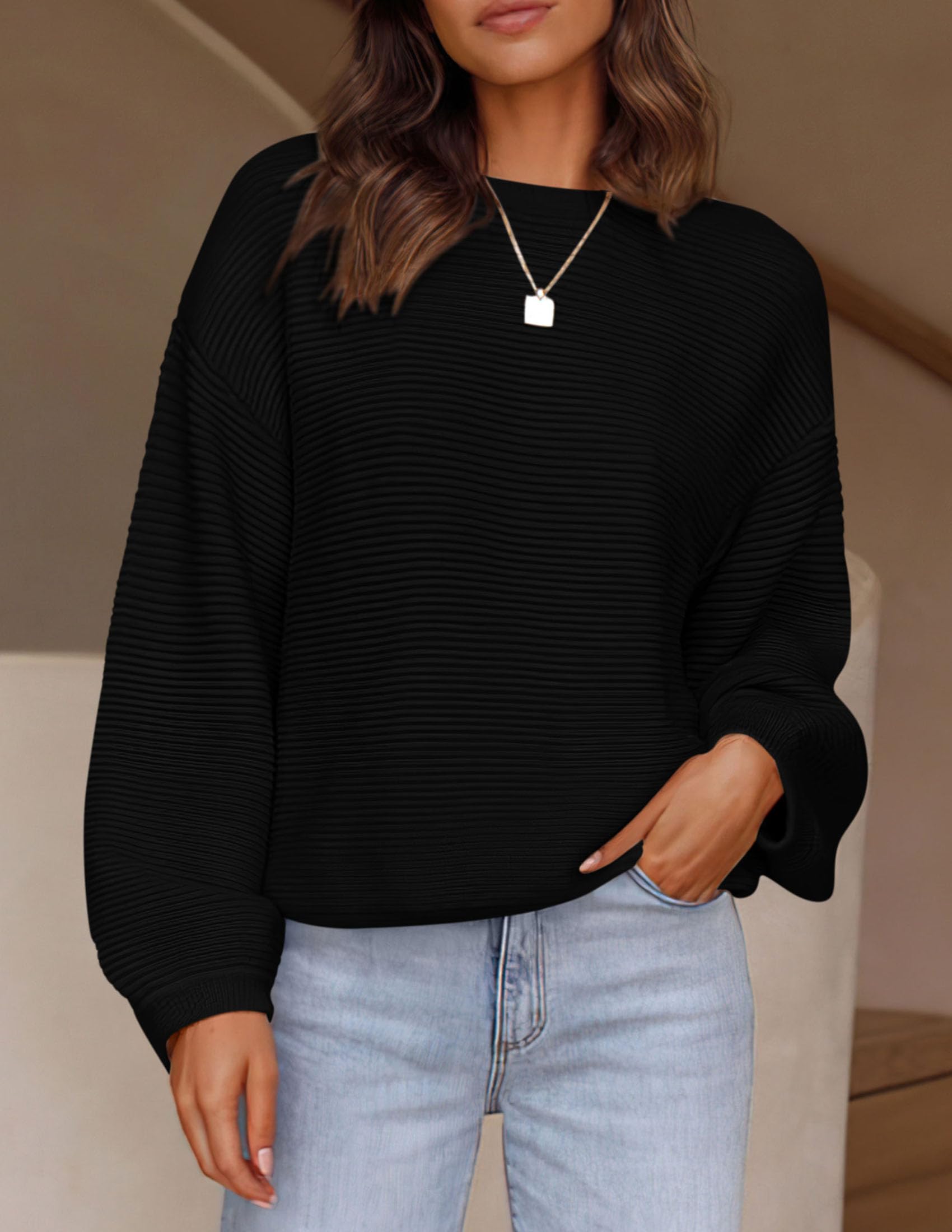 PRETTYGARDEN Women's Casual Loose Knit Sweater - Ribbed Crewneck Long Sleeve Pullover Top for Fall 2025 | Cozy Autumn Outfits & Layering Essentials