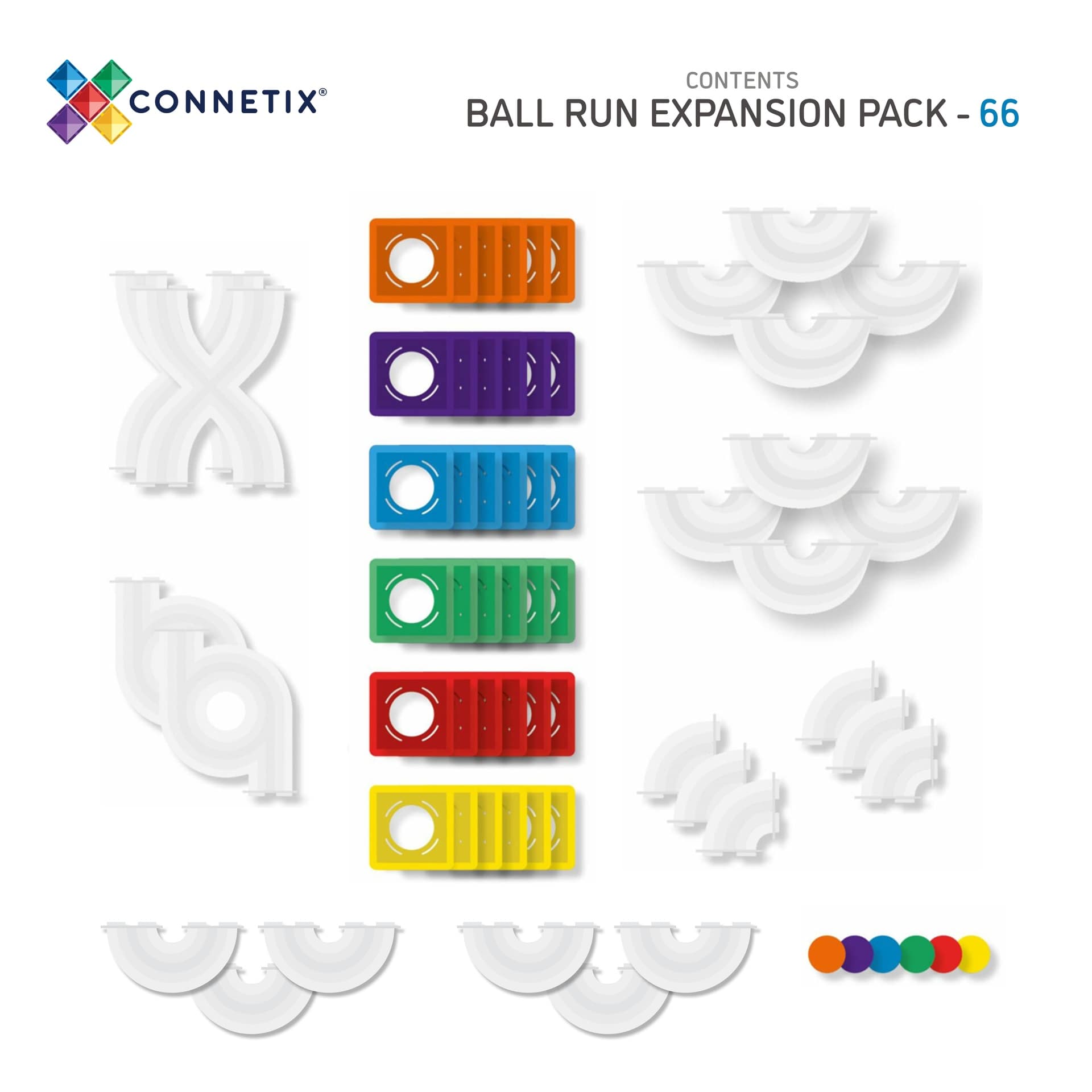 Connetix Magnetic Tiles 66-Piece Rainbow Ball Run Set - STEM Educational Building Toys for Kids, Perfect for Creative Play & Learning Activities