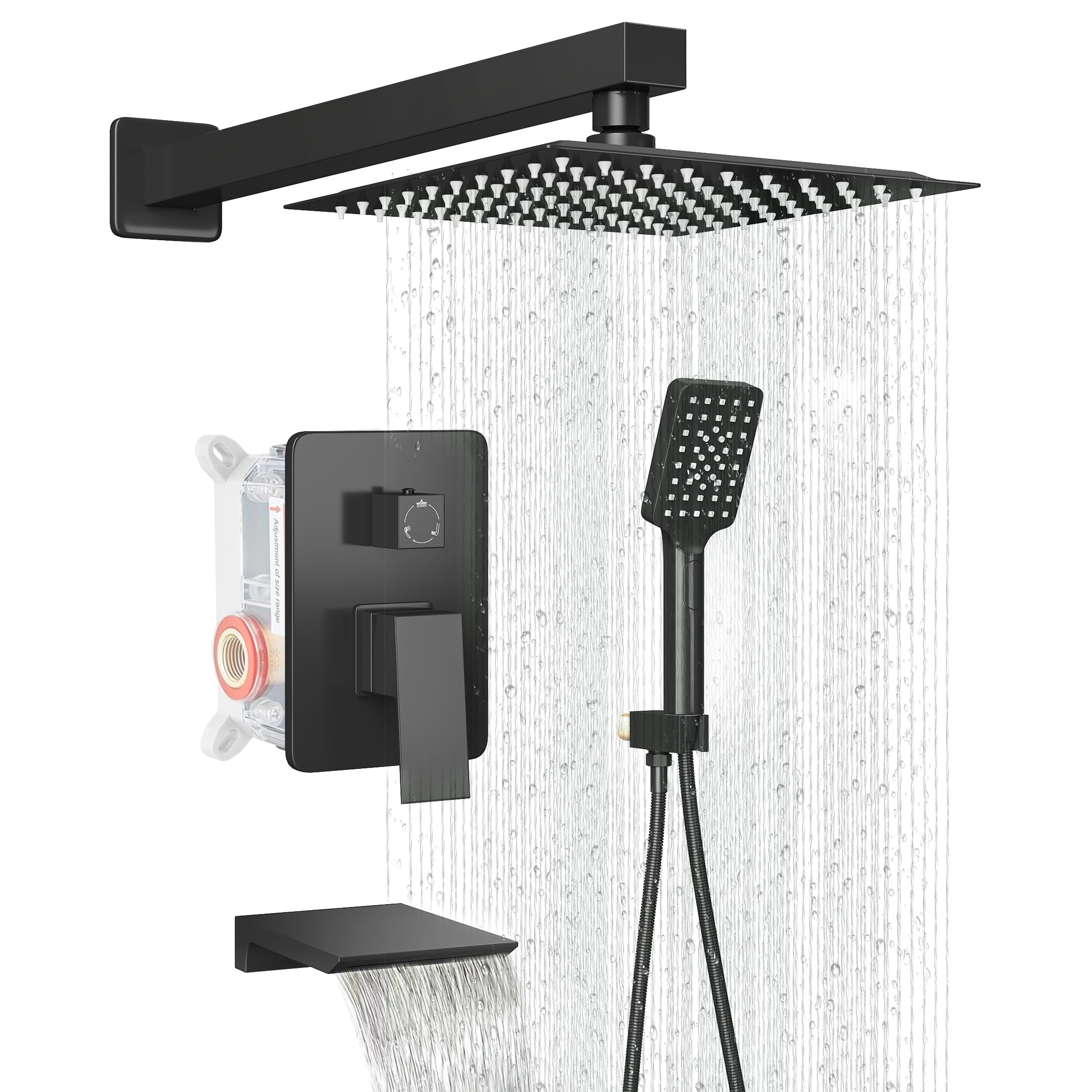 Premium Matte Black Shower System - 8