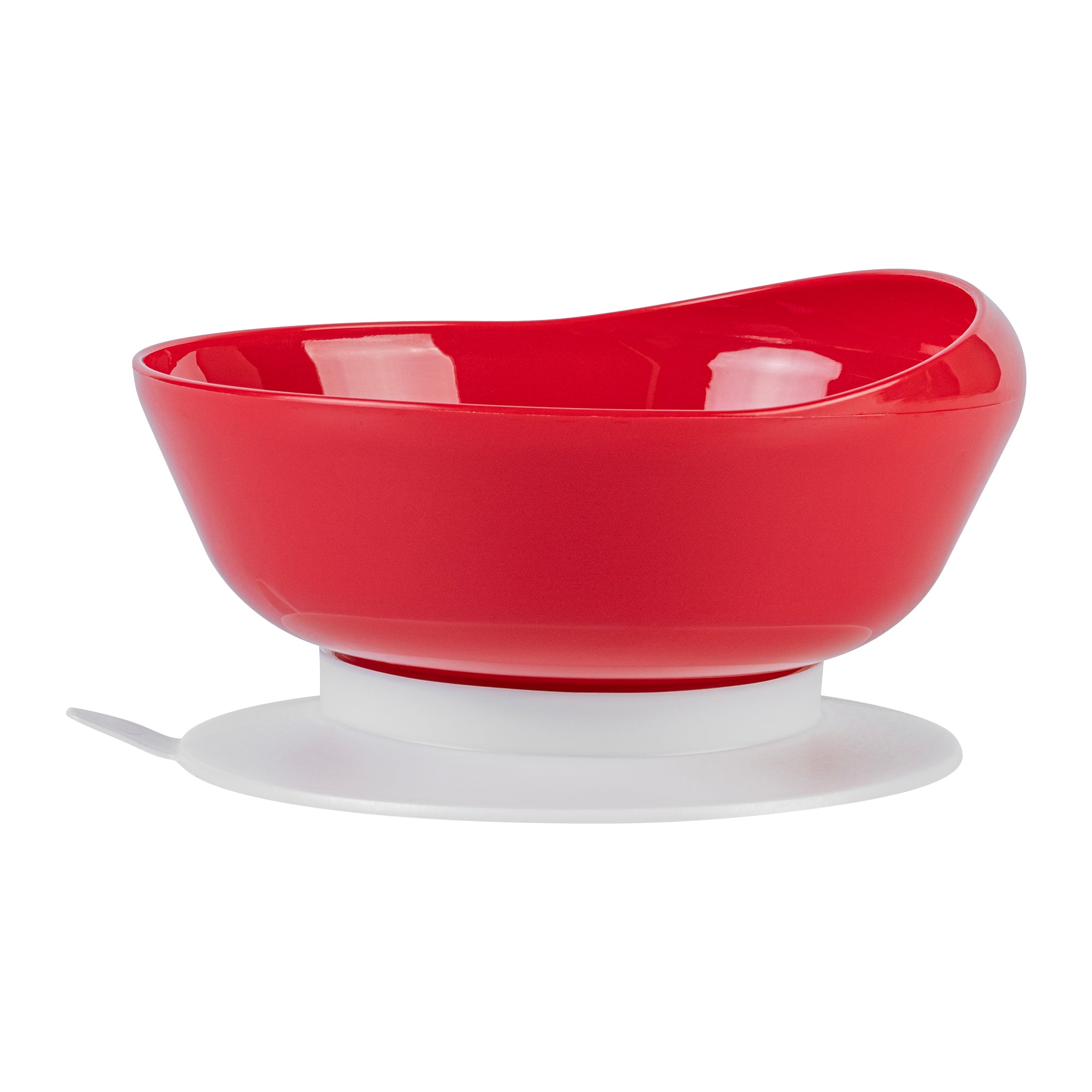 Adapt Tek 19 oz Spillproof Red Plastic Scoop Bowl with Suction Base - 5.75 x 5.75 x 3 Inches - Perfect for Baby Feeding, Pet Food, and Kitchen Storage (1 Count)