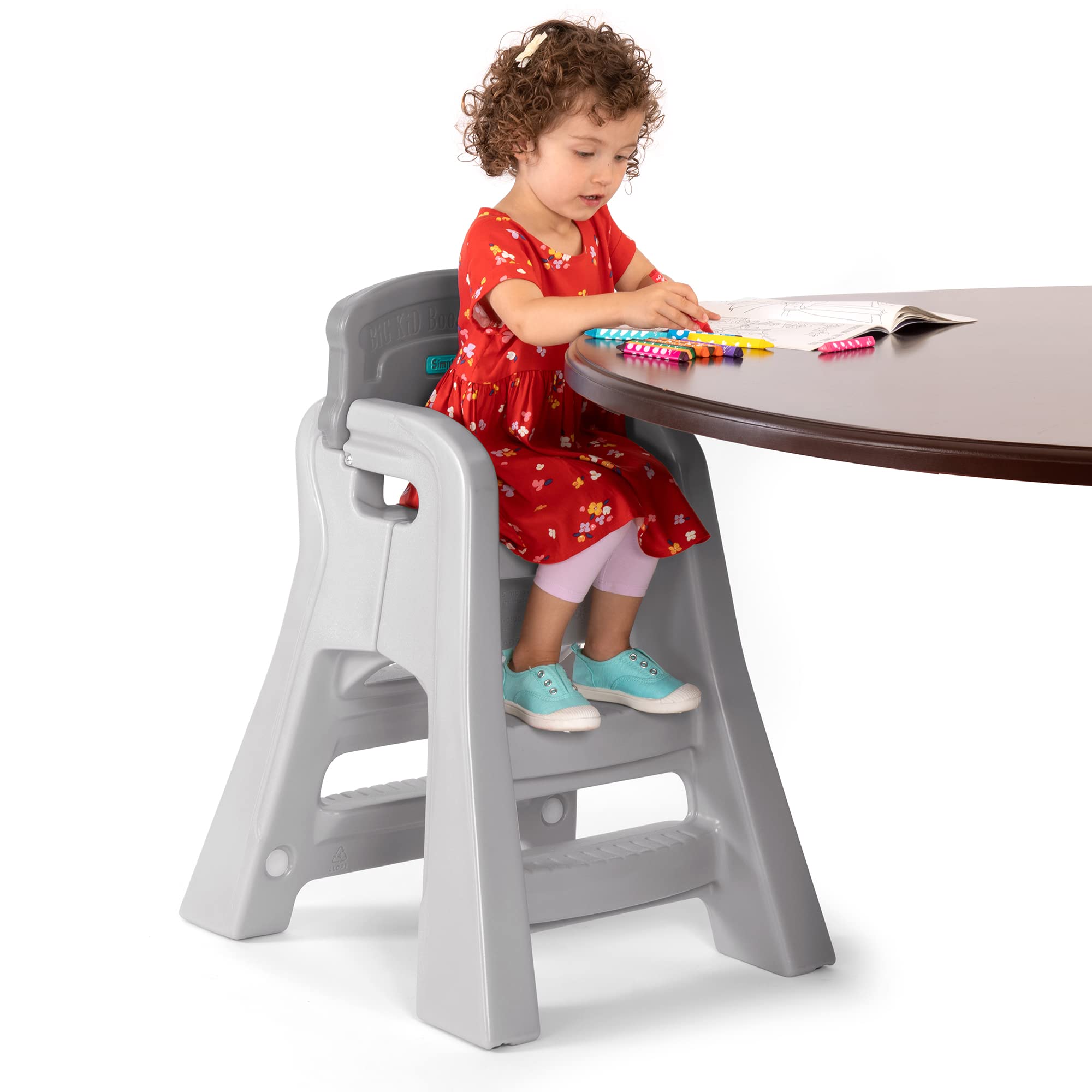 Simplay3 Big Kids Booster Seat - Lightweight Toddler Dining Chair for Kitchen & Restaurant Use, USA-Made Gray Toddler Booster - Perfect for Family Meals & Learning Independence