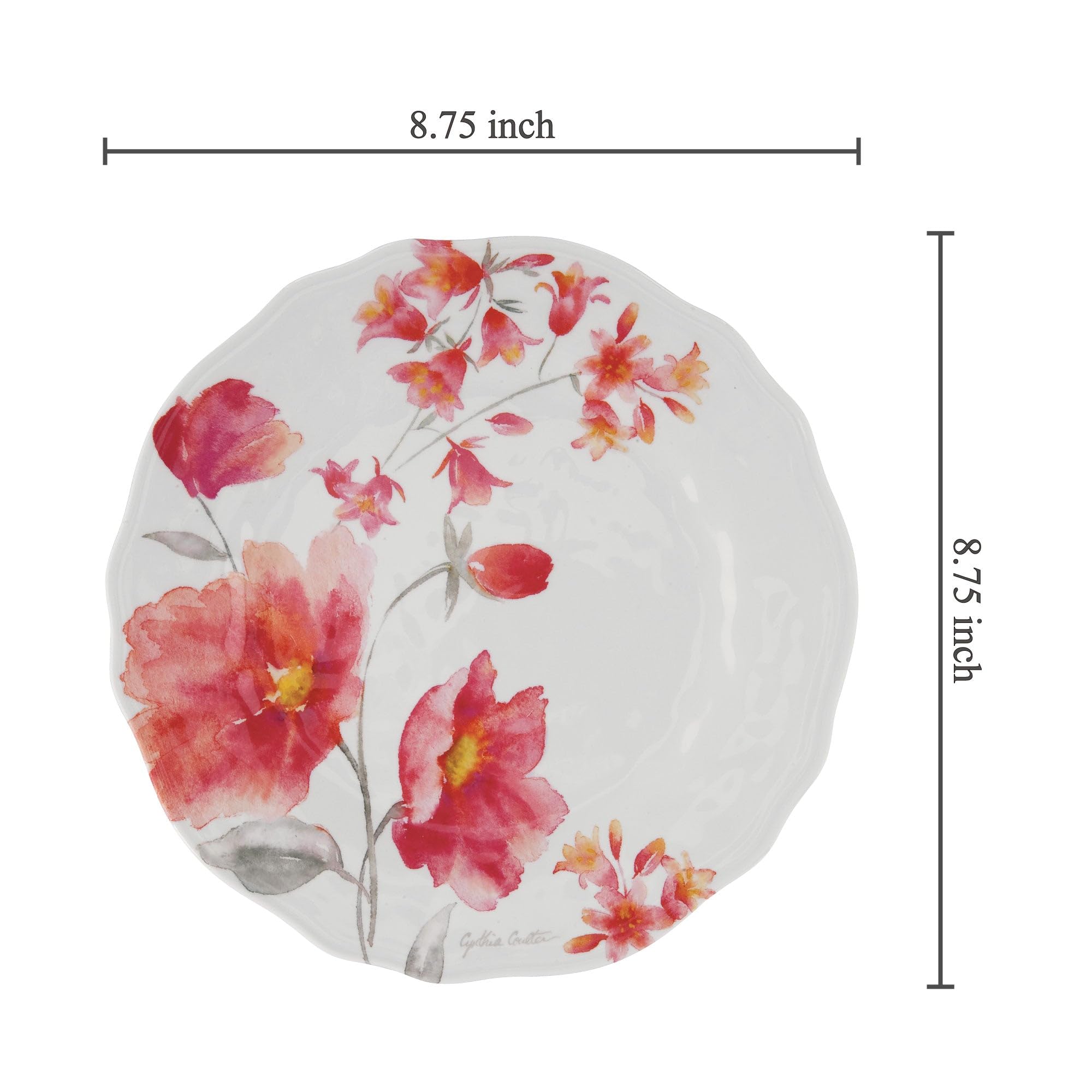 UPware 6-Piece Melamine Salad Plate Set - BPA-Free, Dishwasher Safe 8.75