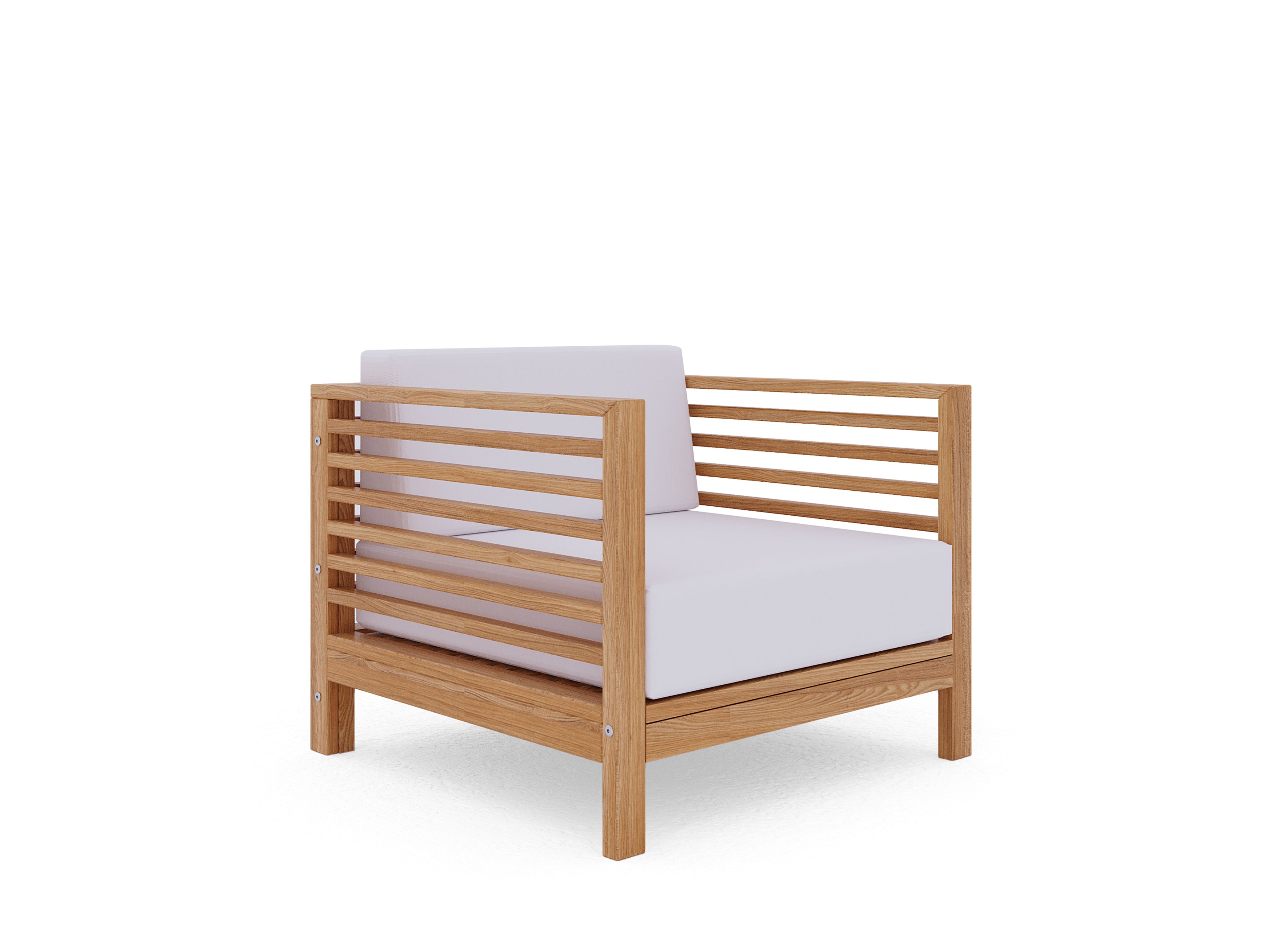 Premium Sylvie 2-Piece Teak Outdoor Lounge Set with Sunbrella White Cushions - Patio Furniture for Poolside, Garden & Backyard Relaxation