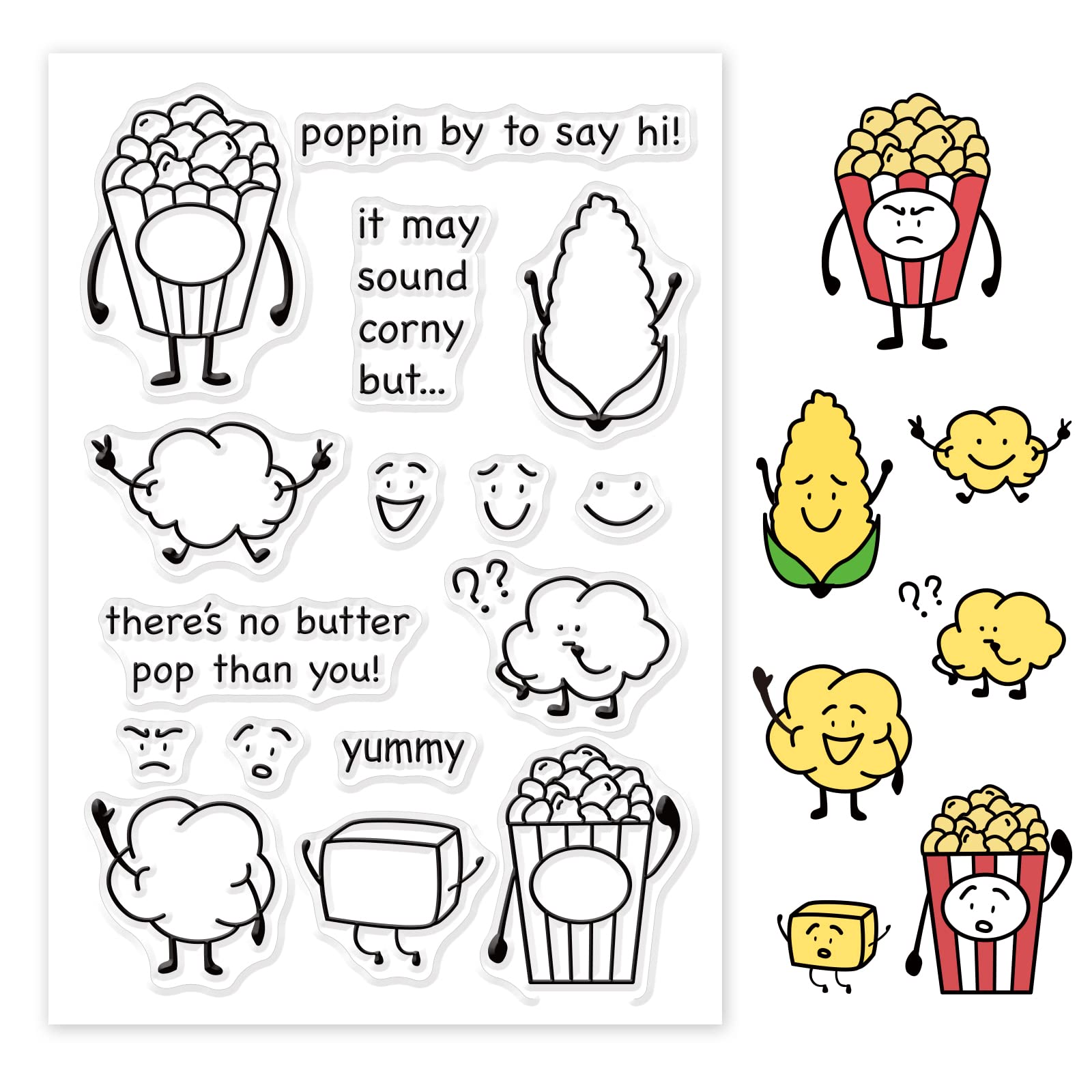 GLOBLELAND Clear Silicone Stamps for DIY Scrapbooking - Transparent Popcorn Stamps for Birthday Cards, Valentine's Day Party Decorations, Photo Albums & Paper Crafts | Perfect for Handmade Greeting Cards and Craft Projects
